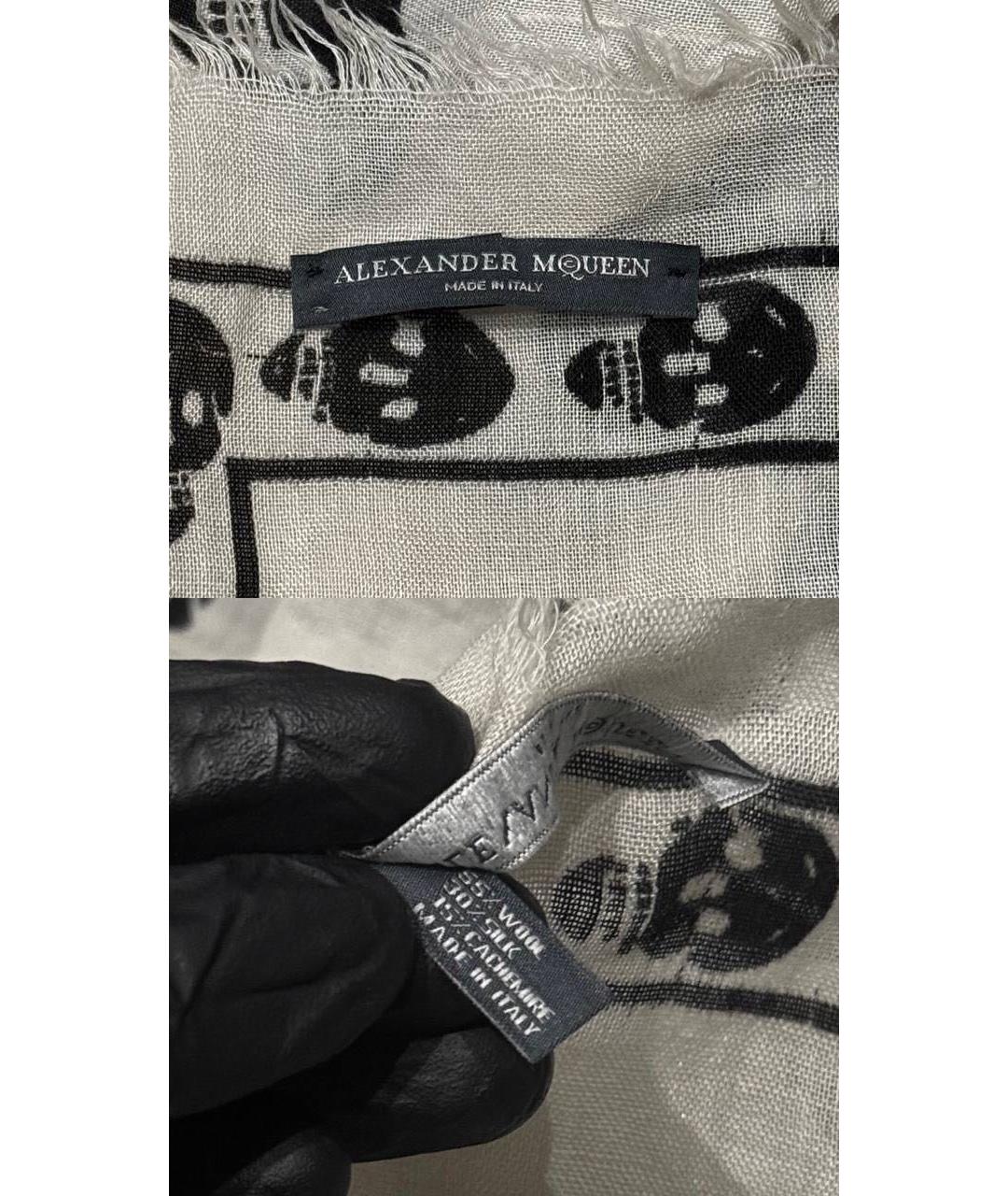 ALEXANDER MCQUEEN Белый шерстяной шарф, фото 4
