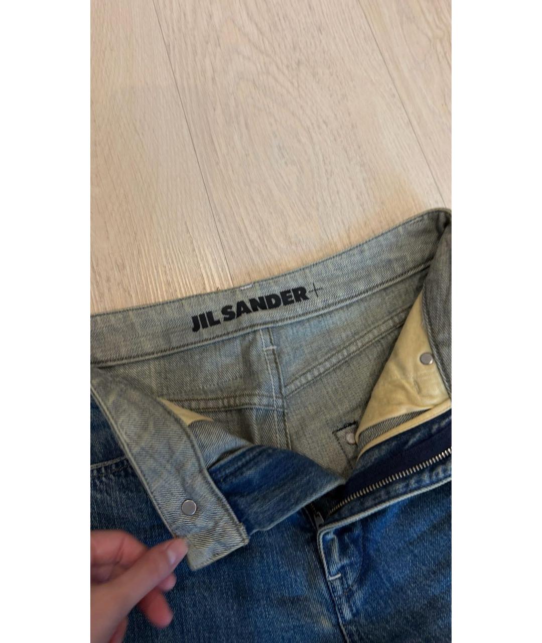 JIL SANDER Синие хлопковые прямые джинсы, фото 3