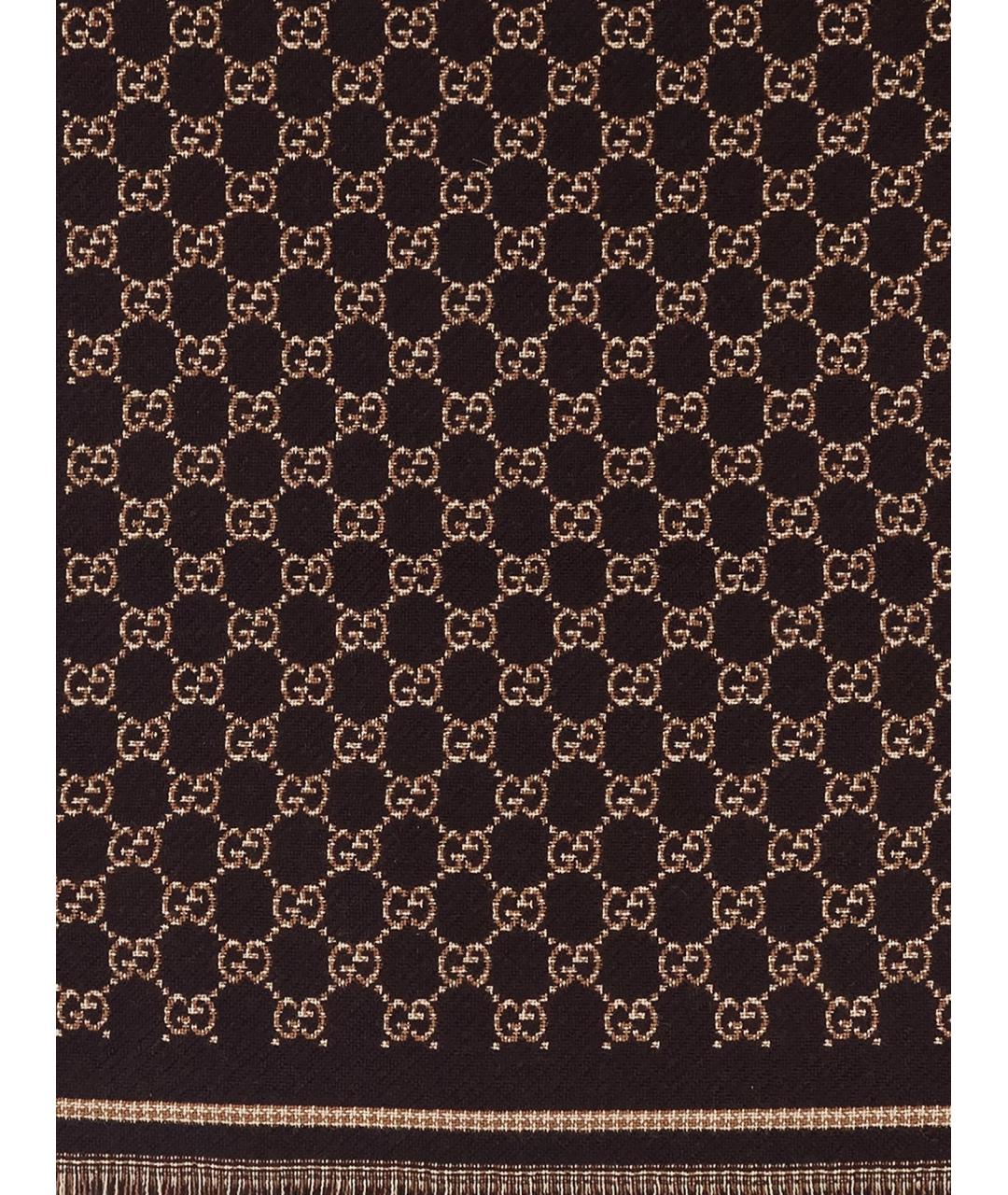 GUCCI Коричневый шерстяной шарф, фото 2