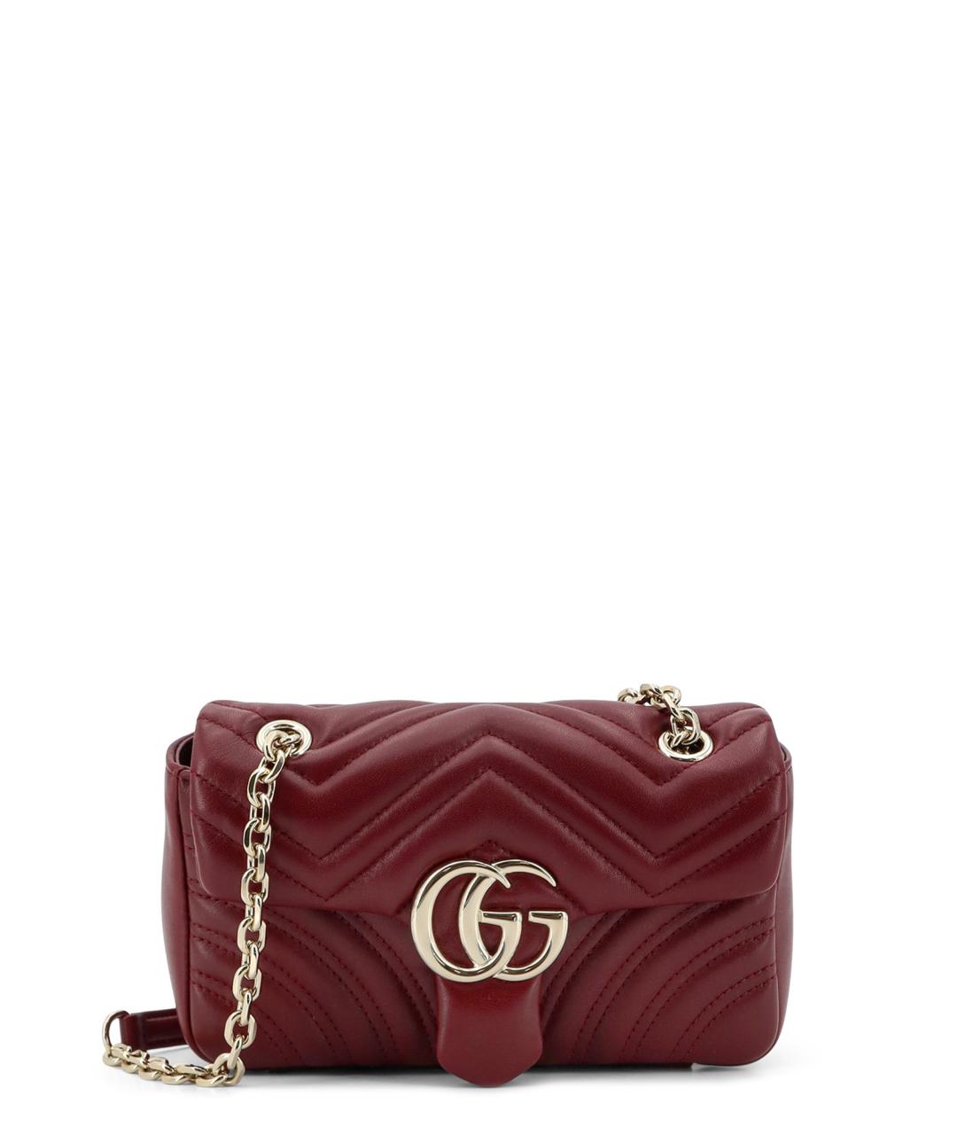 GUCCI Бордовая кожаная сумка через плечо, фото 1