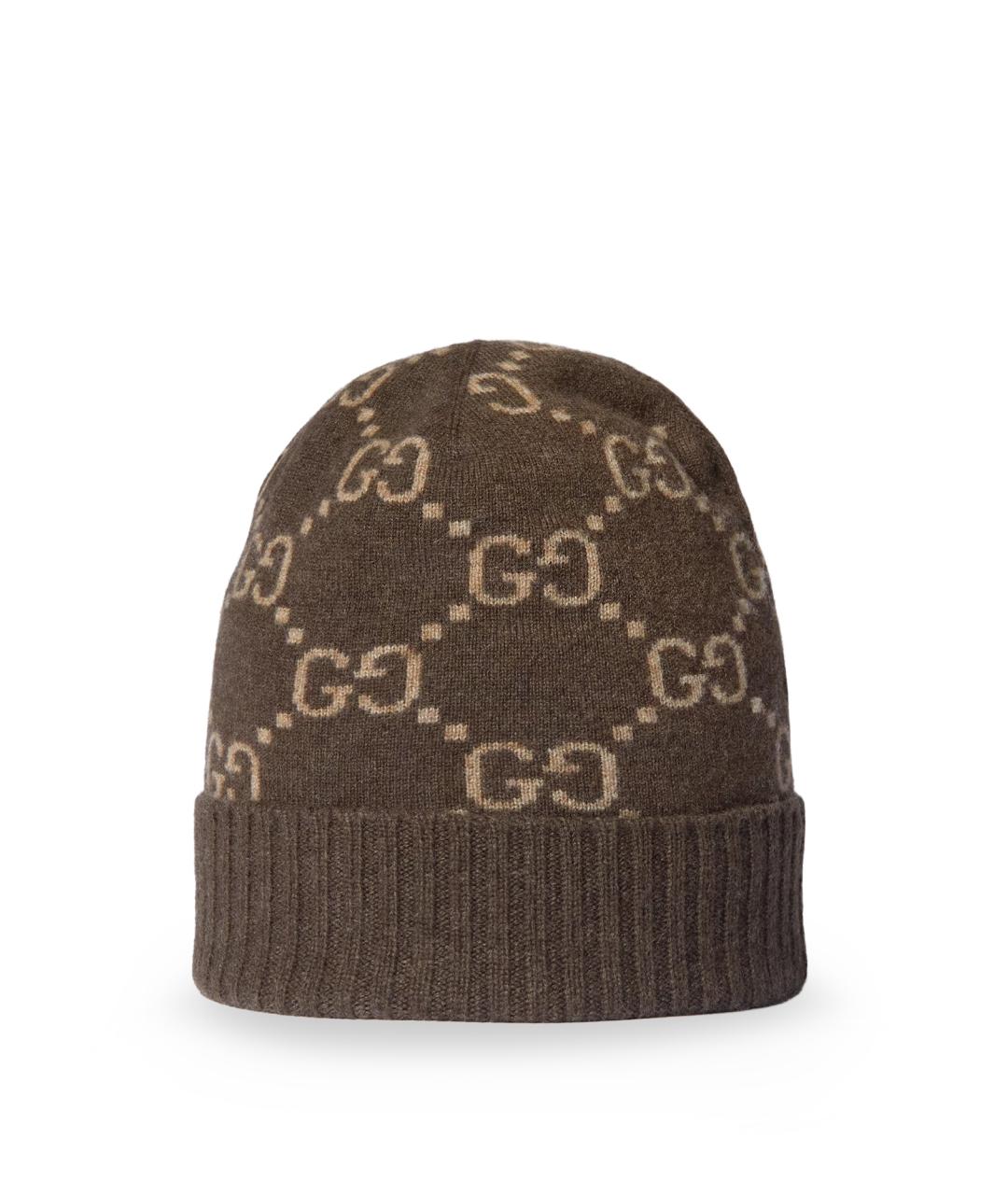 GUCCI Коричневая кашемировая шапка, фото 1