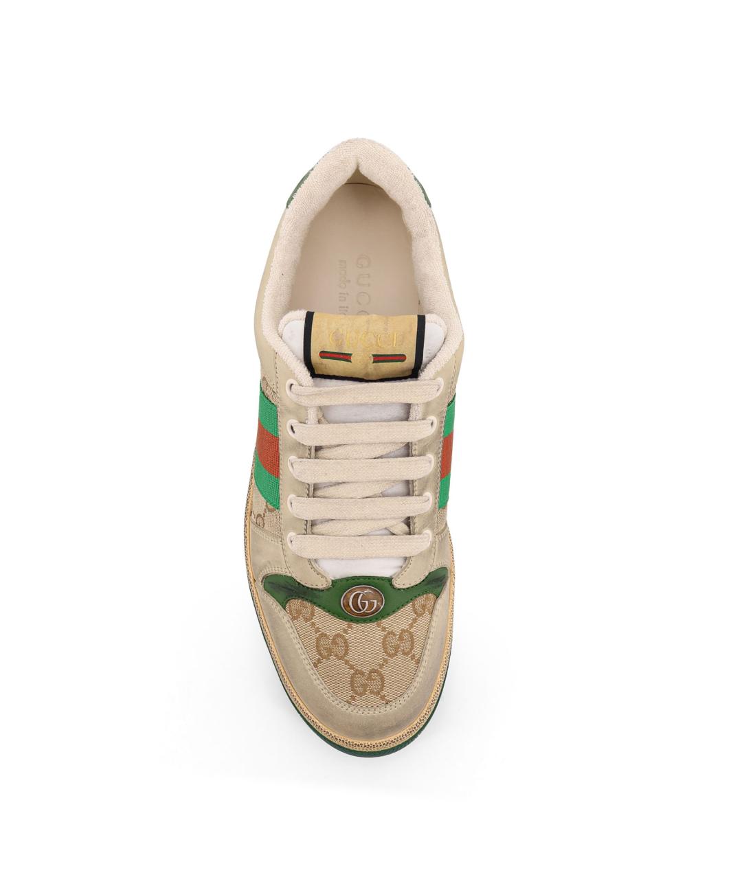 GUCCI Бежевые кожаные низкие кроссовки / кеды, фото 5