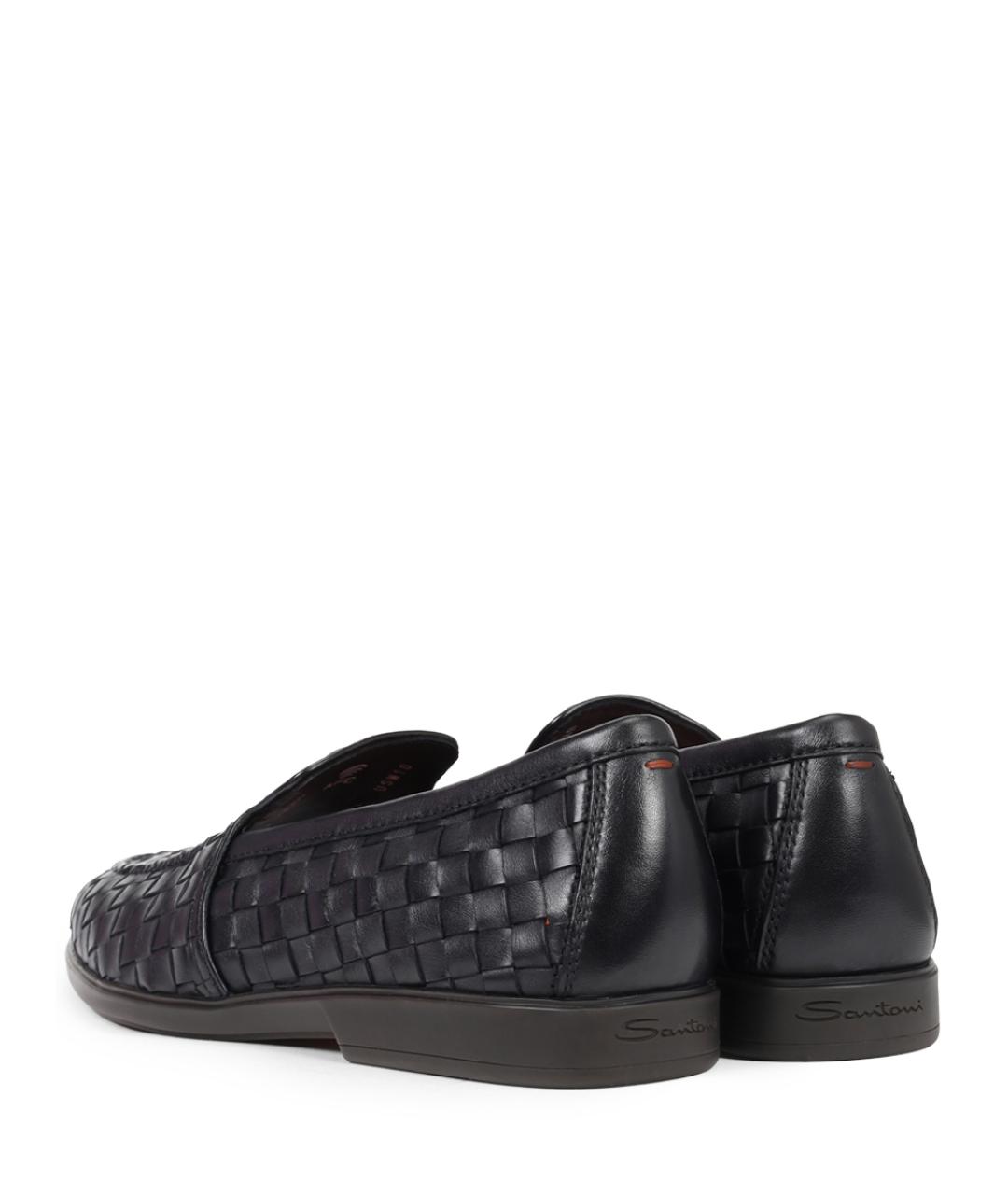 SANTONI Черные кожаные лоферы, фото 4