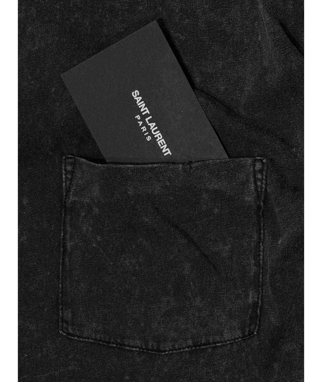 SAINT LAURENT Антрацитовая хлопковая майка, фото 5