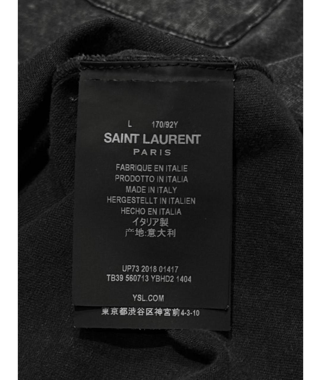 SAINT LAURENT Антрацитовая хлопковая майка, фото 6