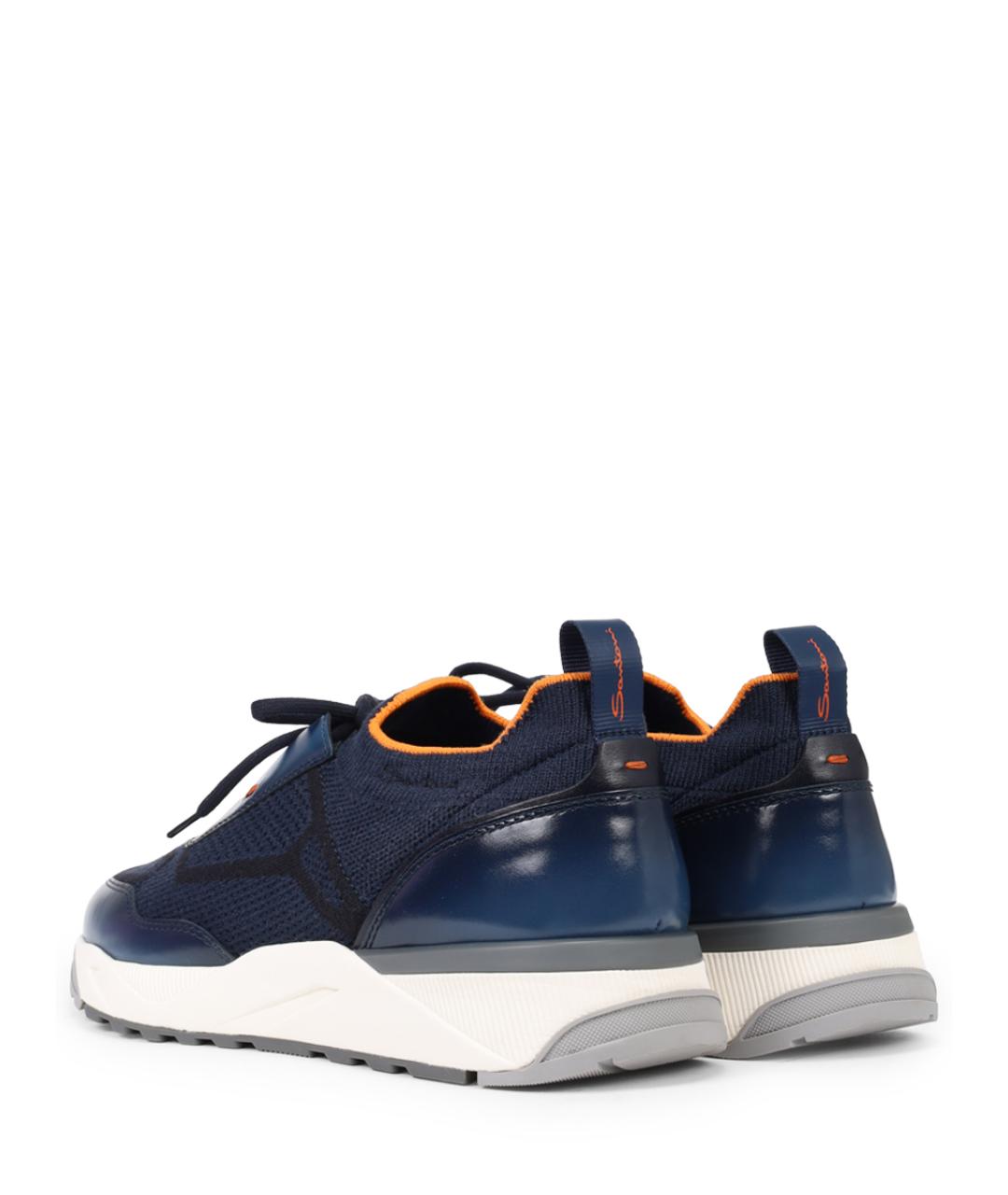 SANTONI Синие текстильные низкие кроссовки / кеды, фото 4