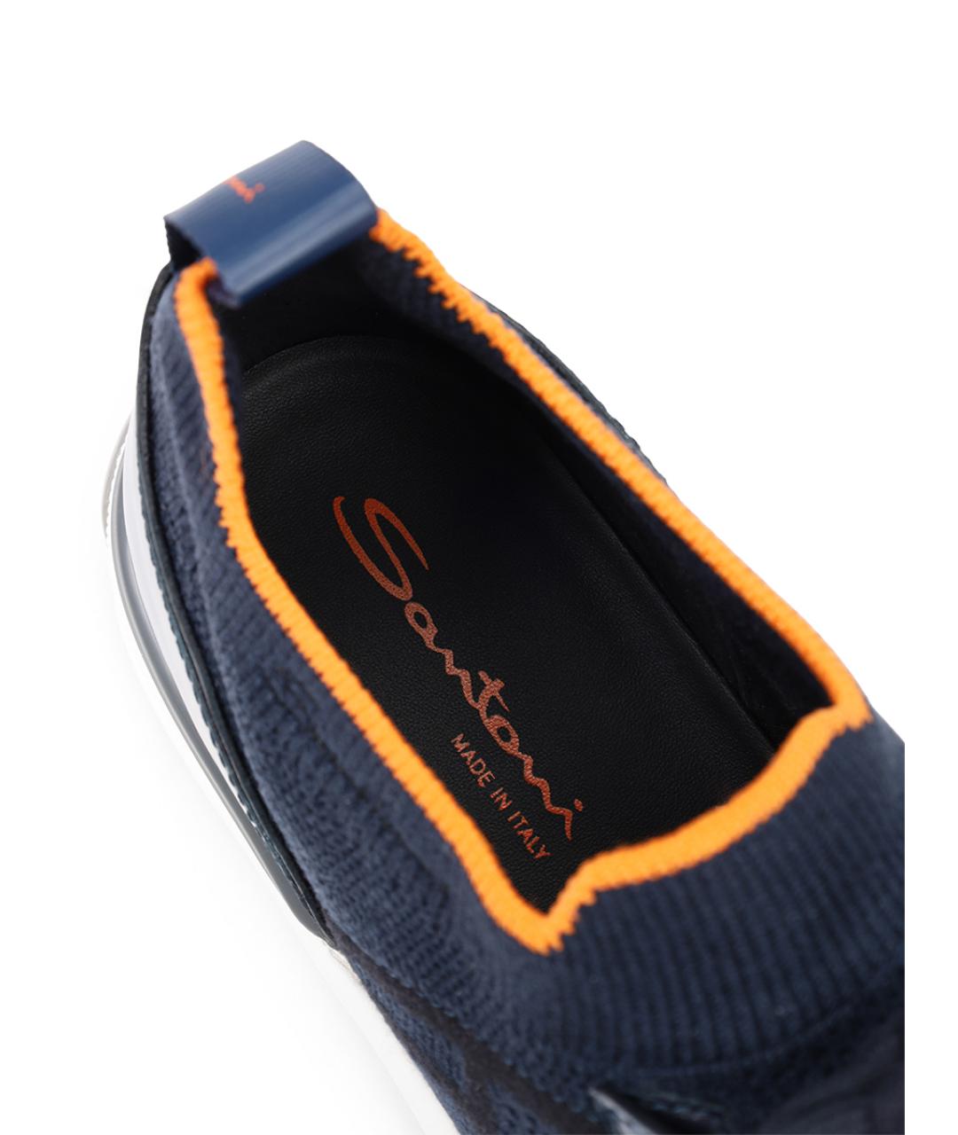 SANTONI Синие текстильные низкие кроссовки / кеды, фото 6