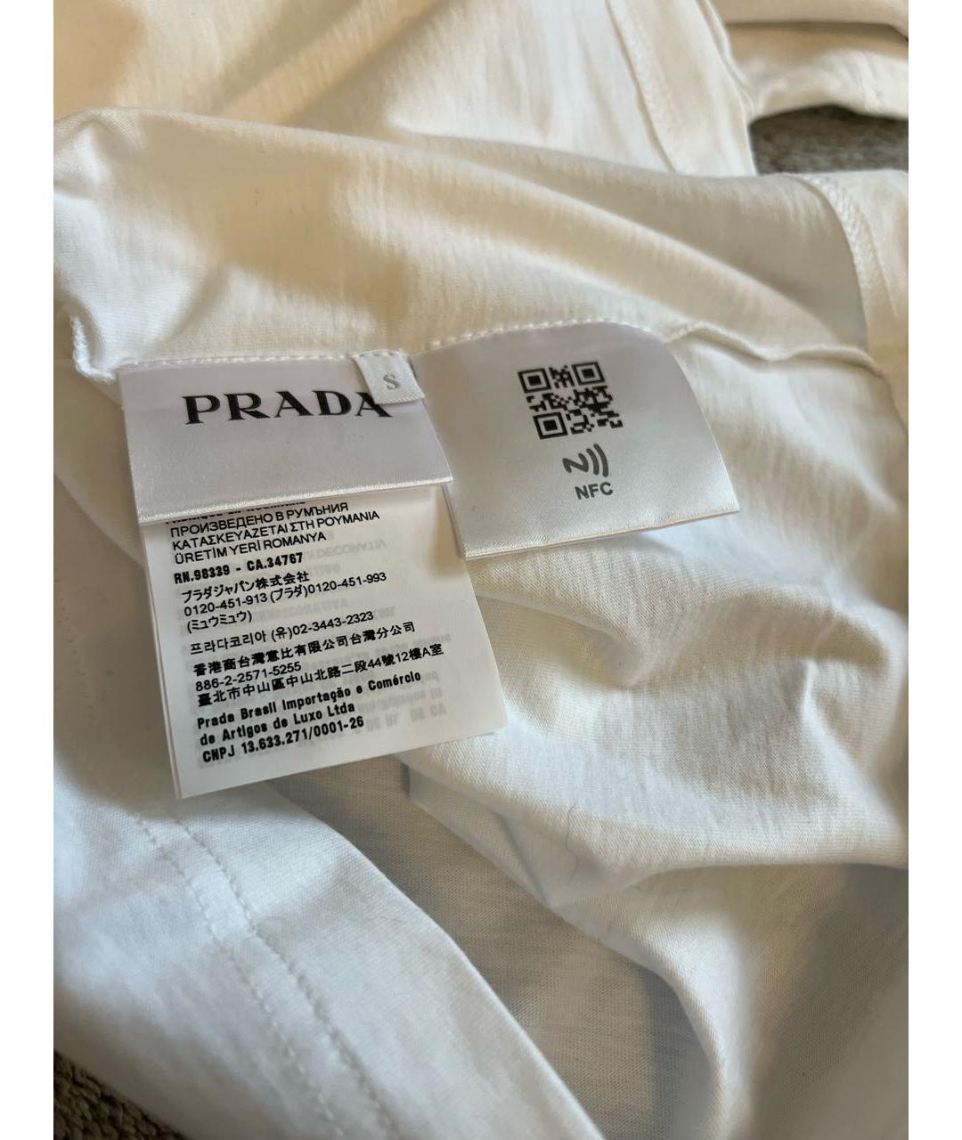 PRADA Белая хлопковая футболка, фото 6