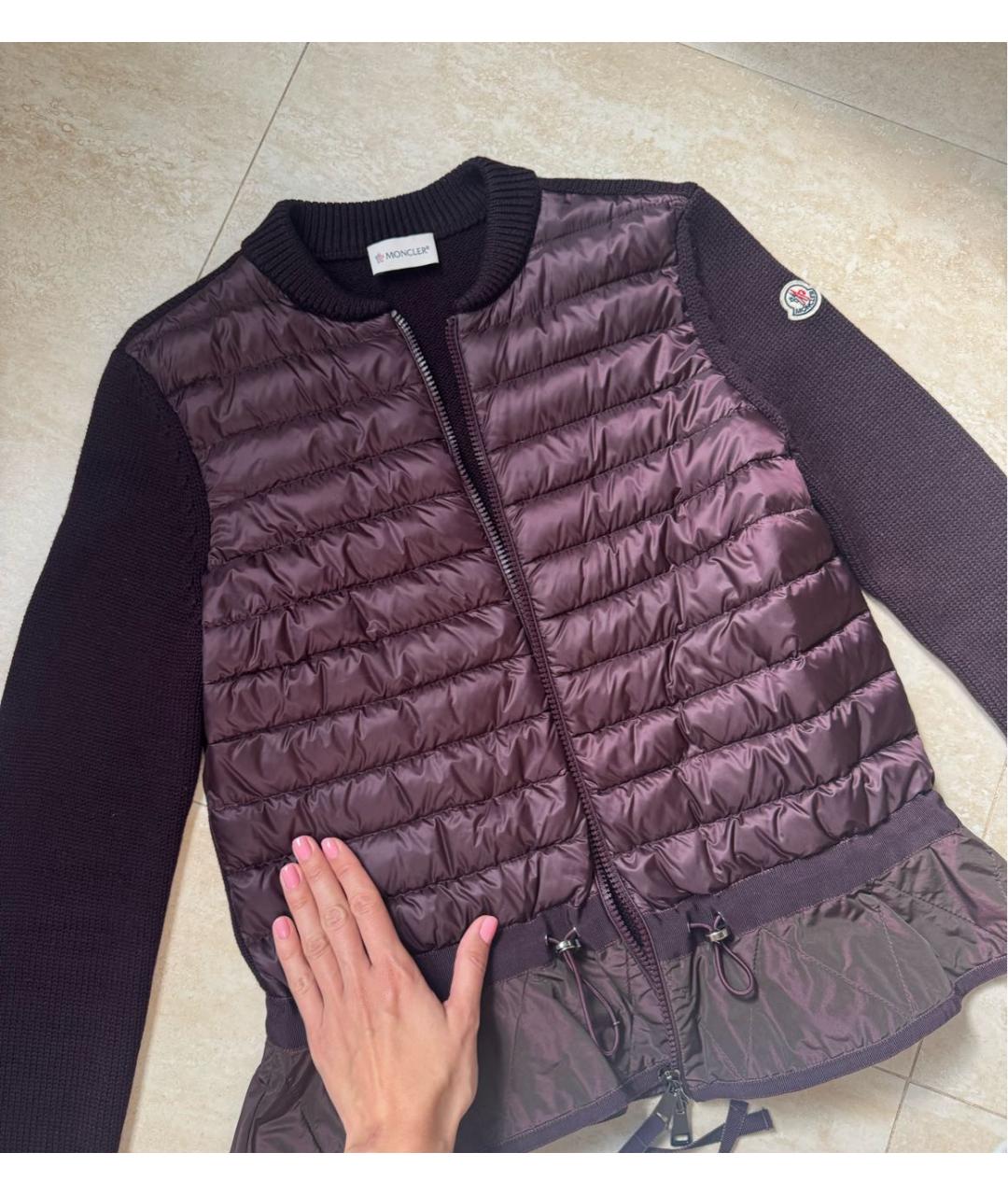 MONCLER Бордовый полиэстеровый кардиган, фото 5