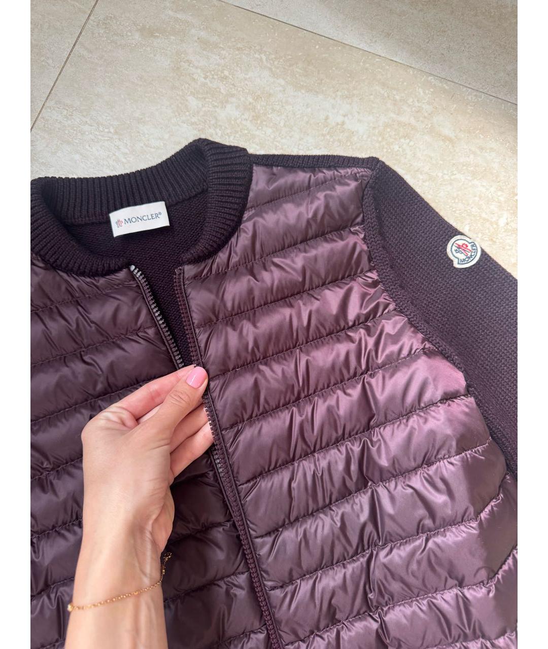 MONCLER Бордовый полиэстеровый кардиган, фото 3