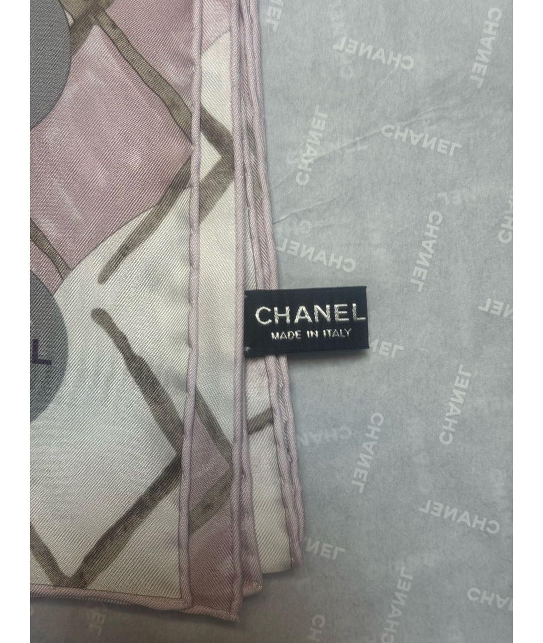 CHANEL Розовый шелковый платок, фото 3