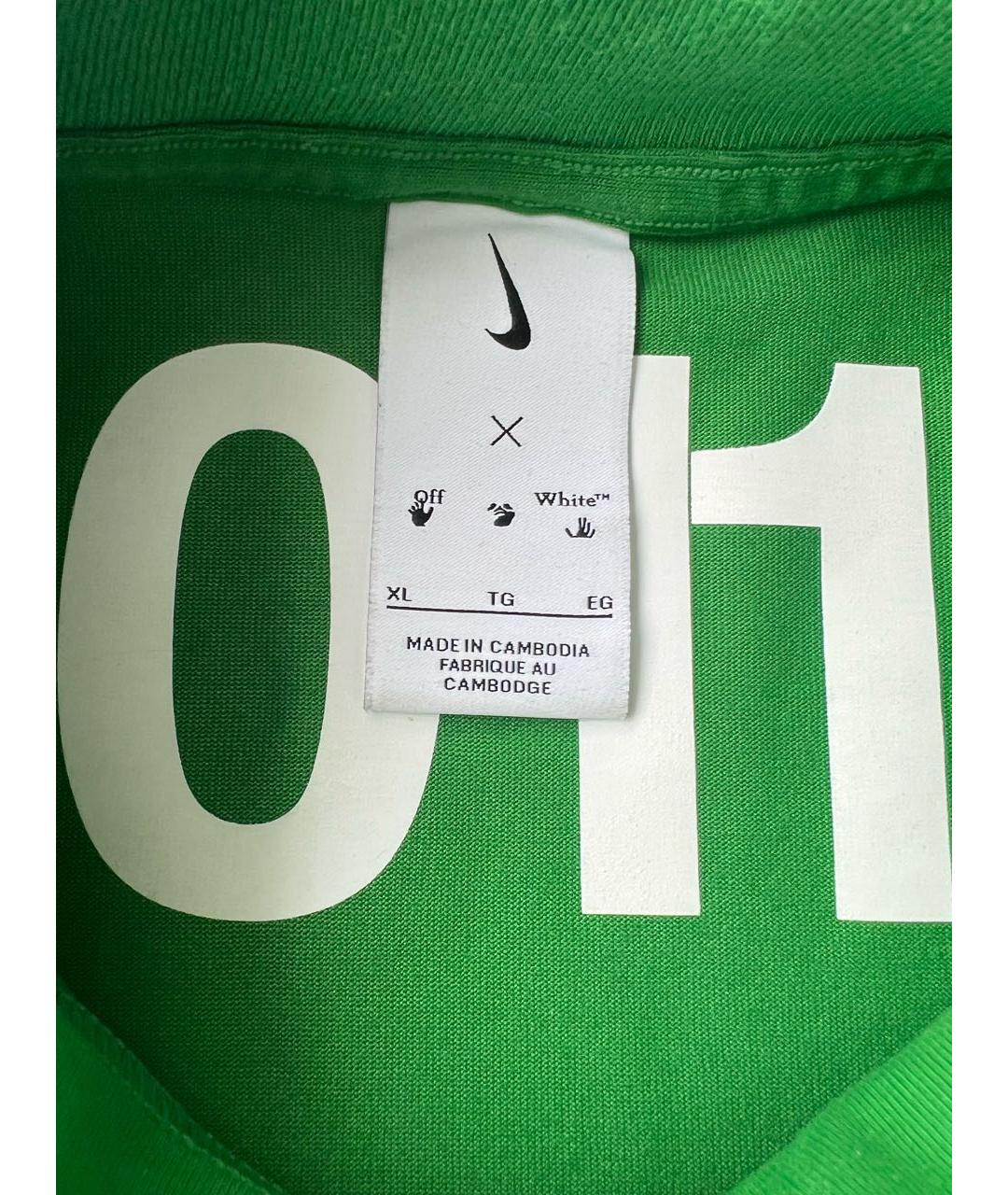 NIKE X OFF-WHITE Зеленая хлопко-полиэстеровая футболка, фото 4