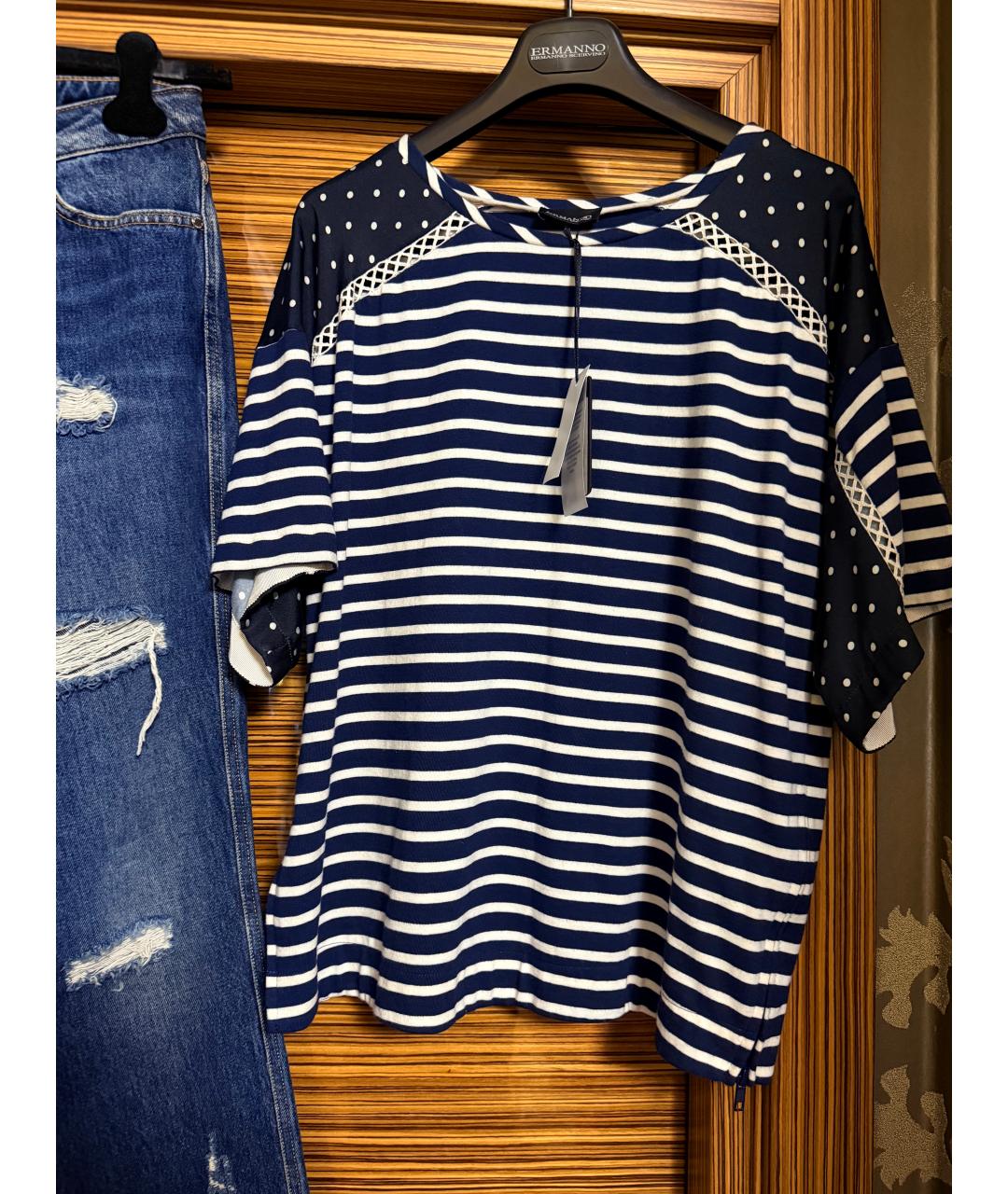 ERMANNO SCERVINO Синие хлопковые прямые джинсы, фото 5