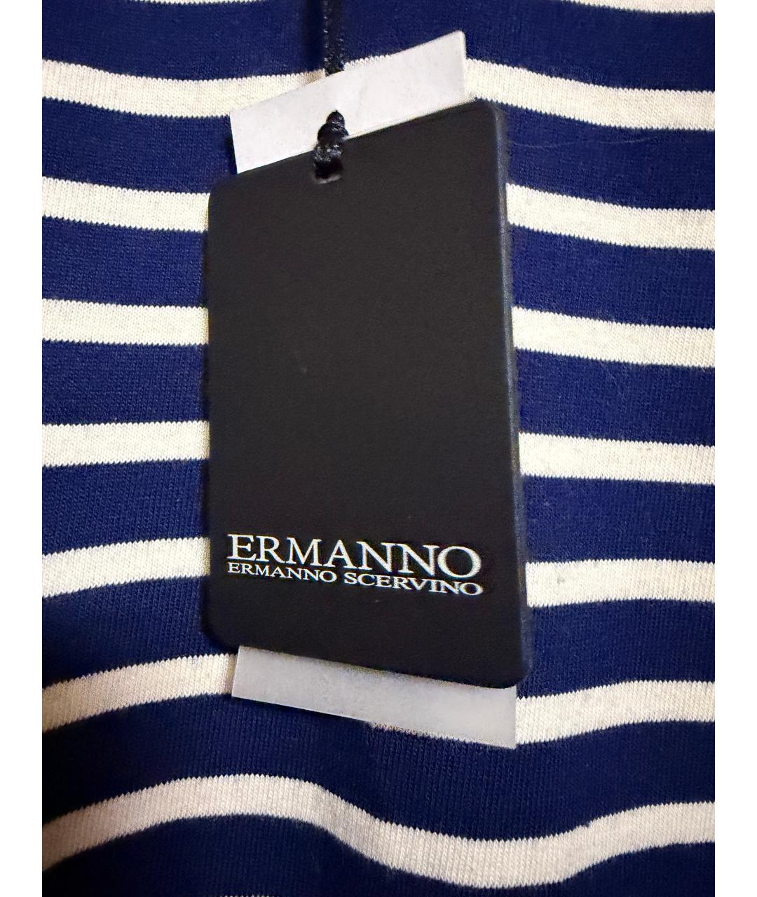 ERMANNO SCERVINO Синие хлопковые прямые джинсы, фото 3