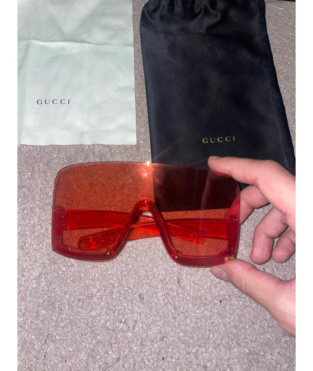 GUCCI Оранжевые пластиковые солнцезащитные очки, фото 7