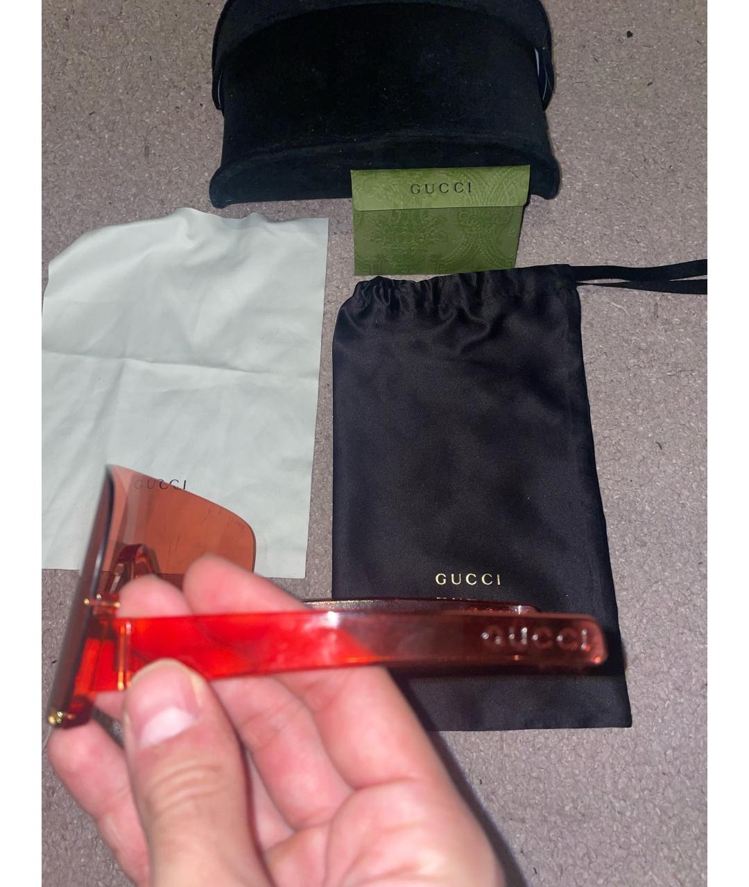 GUCCI Оранжевые пластиковые солнцезащитные очки, фото 4