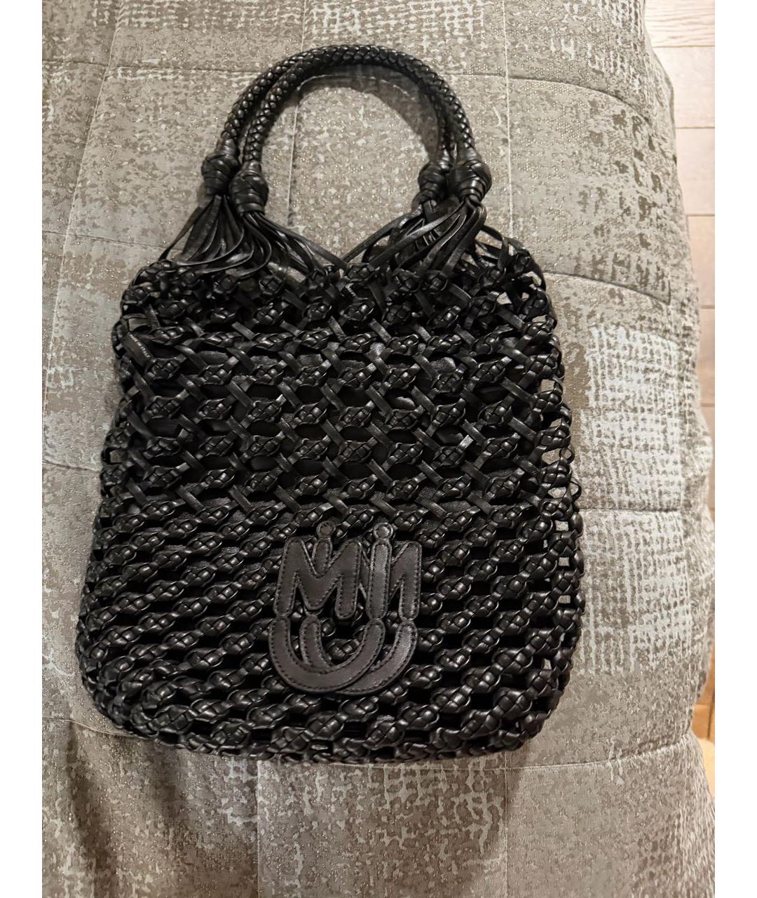 MIU MIU Черная кожаная сумка с короткими ручками, фото 5