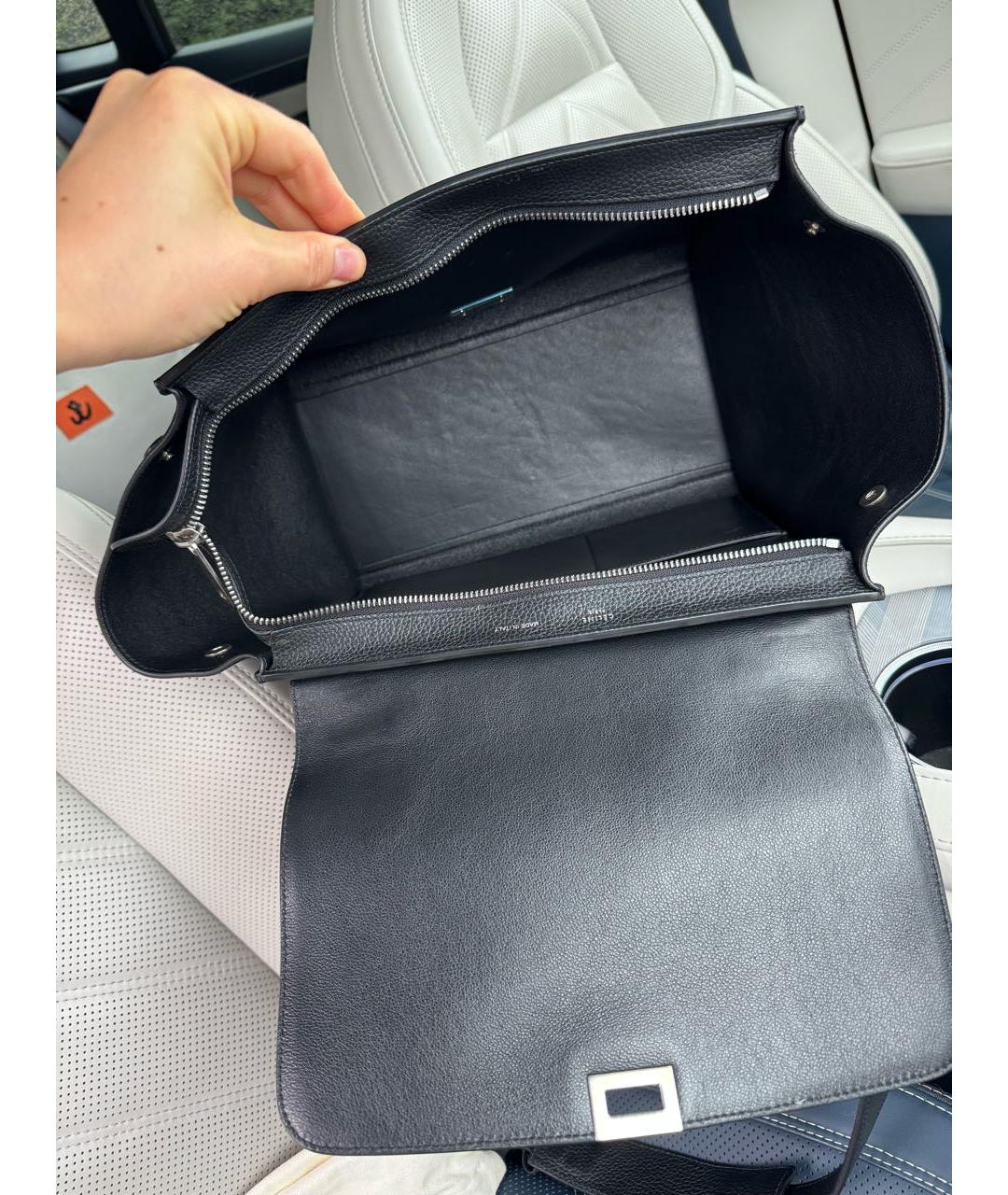 CELINE Коричневая сумка с короткими ручками из лакированной кожи, фото 4