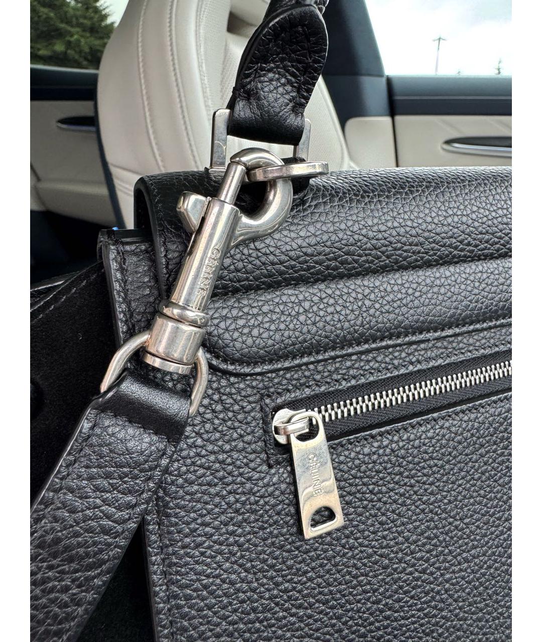 CELINE Коричневая сумка с короткими ручками из лакированной кожи, фото 5
