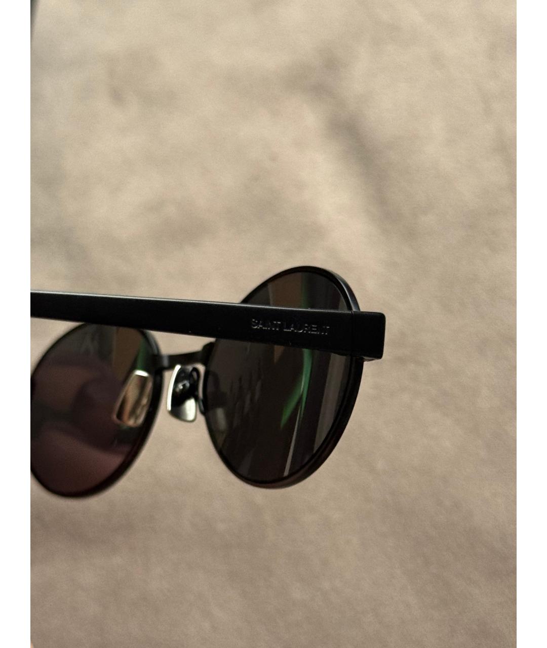 SAINT LAURENT Черные металлические солнцезащитные очки, фото 3