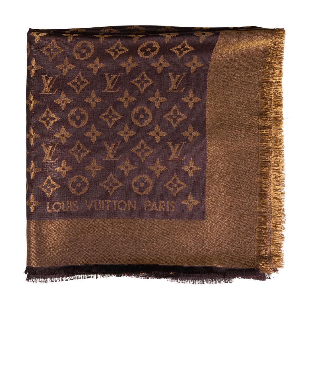 LOUIS VUITTON Коричневый шерстяной платок, фото 1
