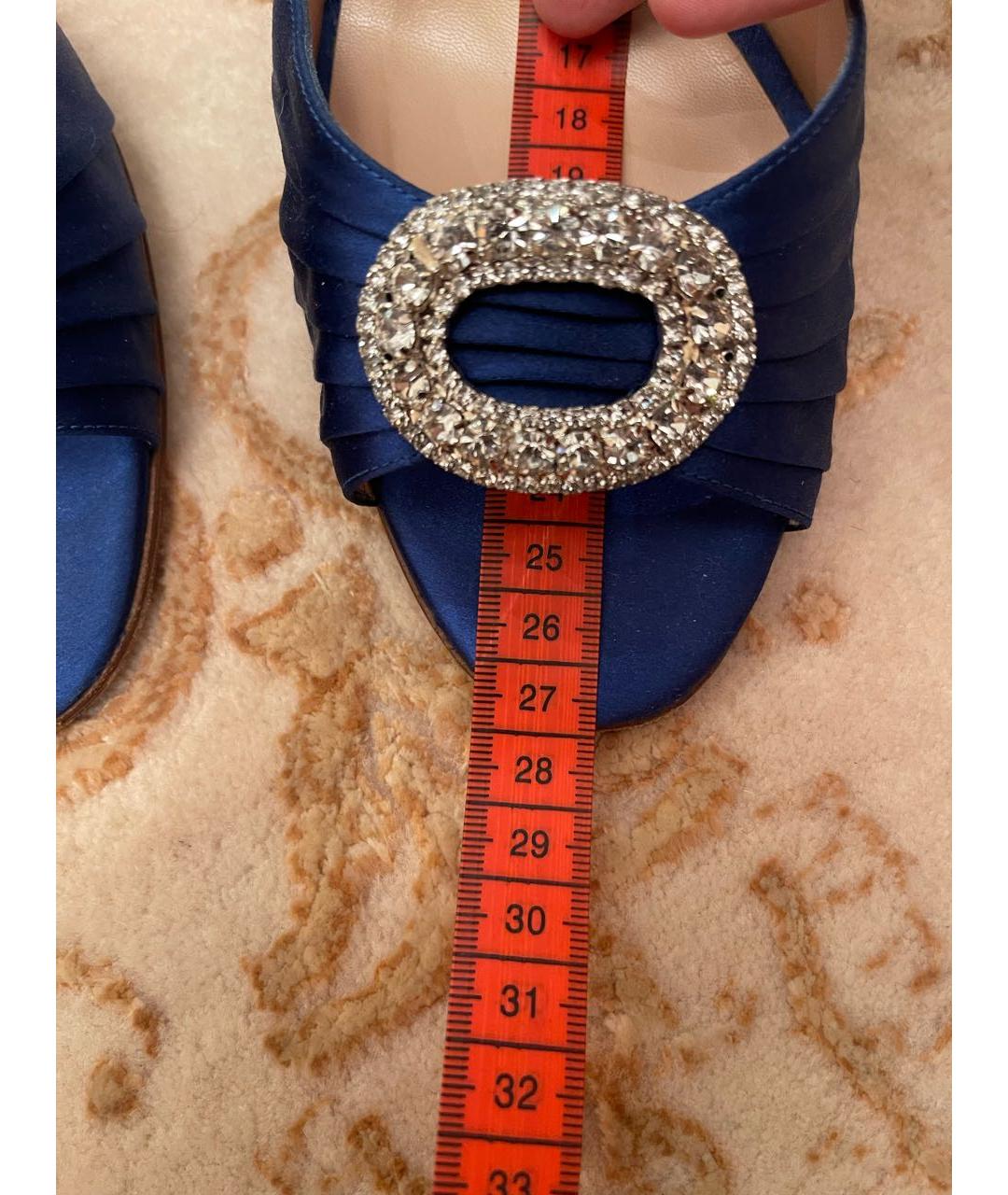 MANOLO BLAHNIK Синие бархатные туфли, фото 7