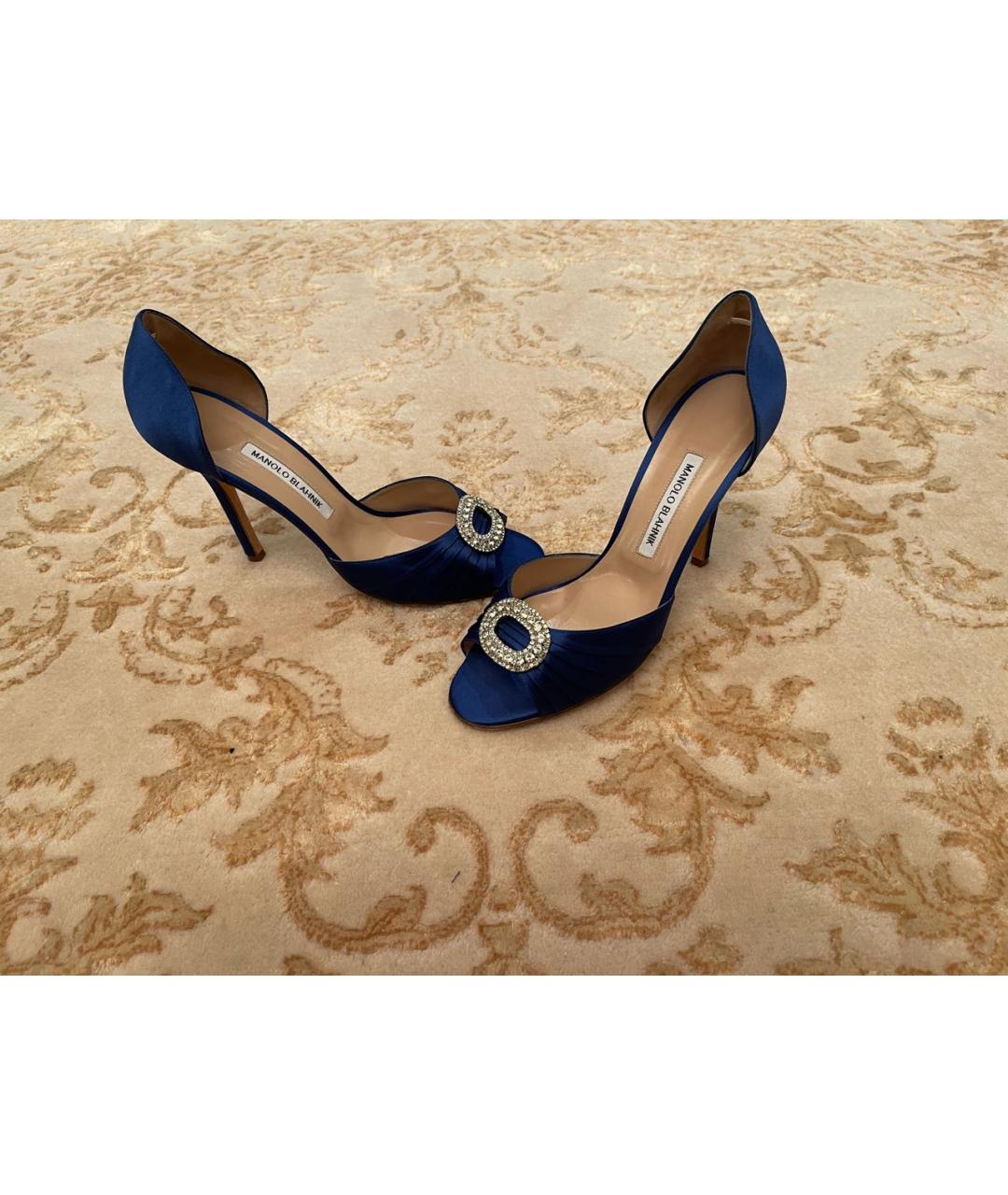 MANOLO BLAHNIK Синие бархатные туфли, фото 5