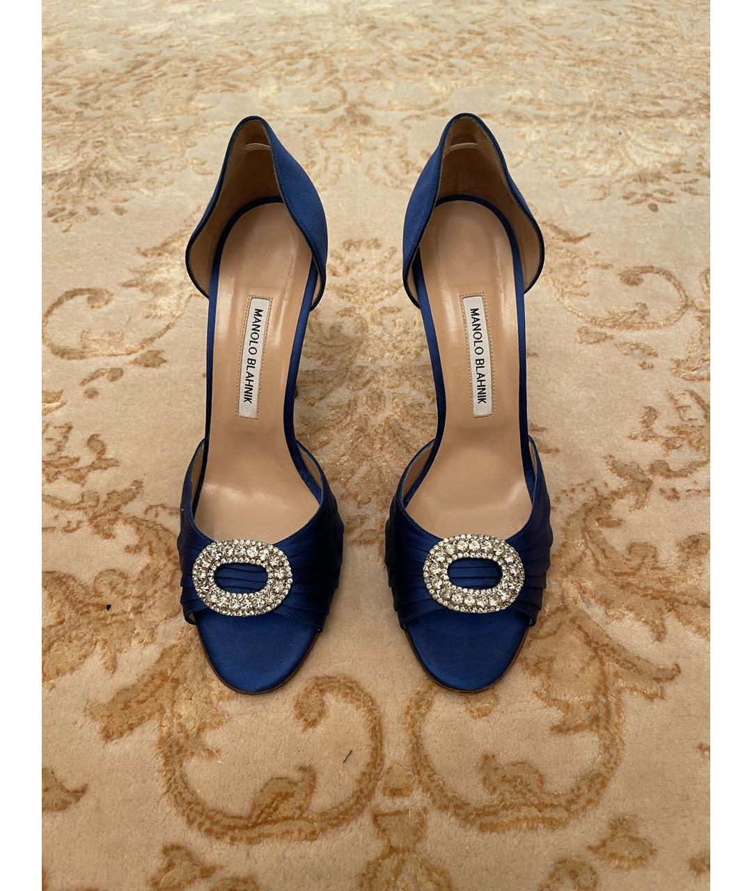 MANOLO BLAHNIK Синие бархатные туфли, фото 2