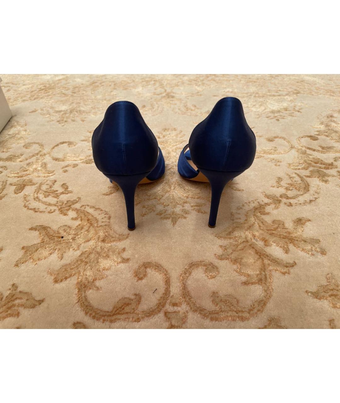 MANOLO BLAHNIK Синие бархатные туфли, фото 4