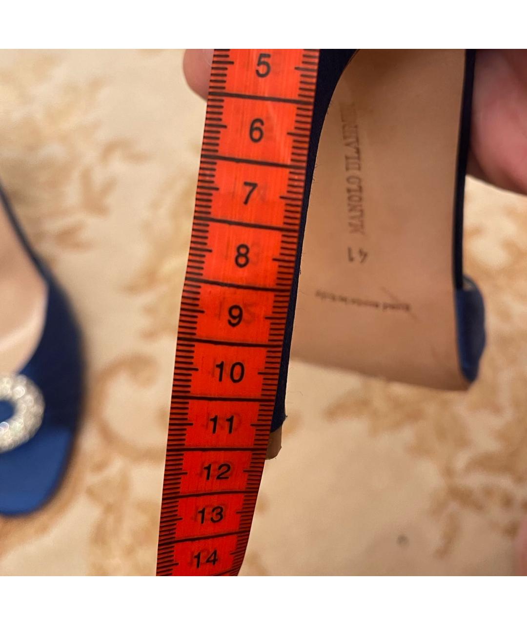 MANOLO BLAHNIK Синие бархатные туфли, фото 8