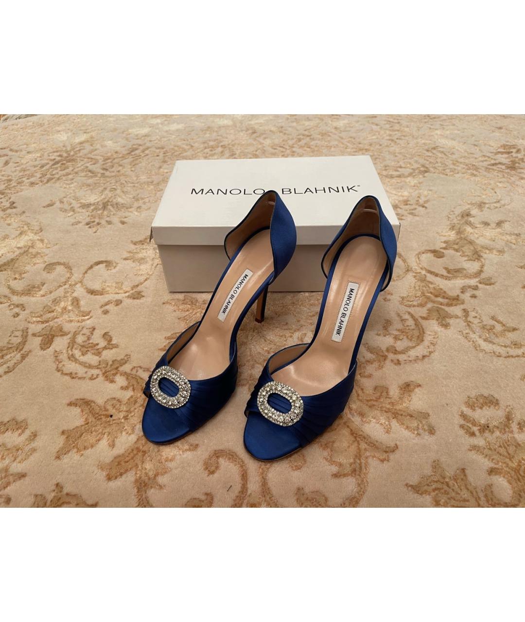 MANOLO BLAHNIK Синие бархатные туфли, фото 9