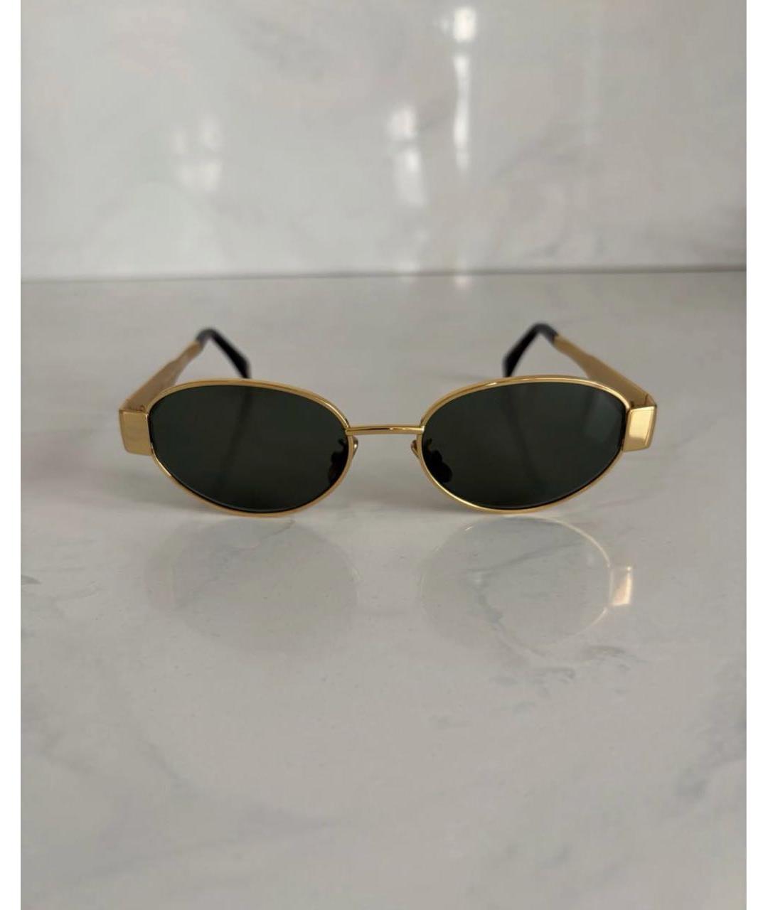 CELINE Золотые металлические солнцезащитные очки, фото 5