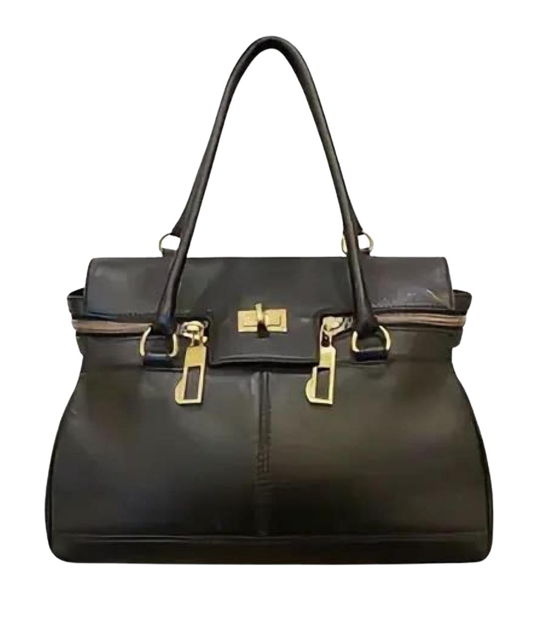 MAX MARA Черная кожаная сумка с короткими ручками, фото 1