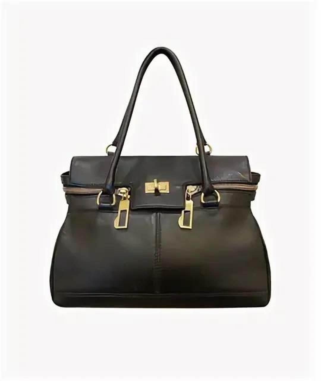 MAX MARA Черная кожаная сумка с короткими ручками, фото 9