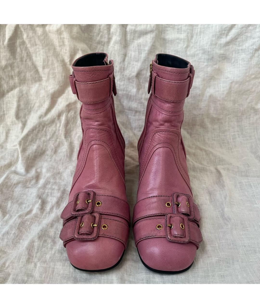 PRADA Розовые кожаные полусапоги, фото 4
