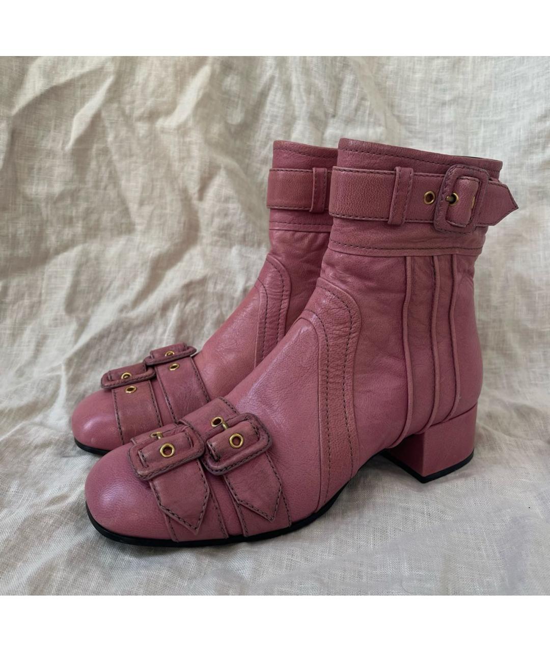 PRADA Розовые кожаные полусапоги, фото 2