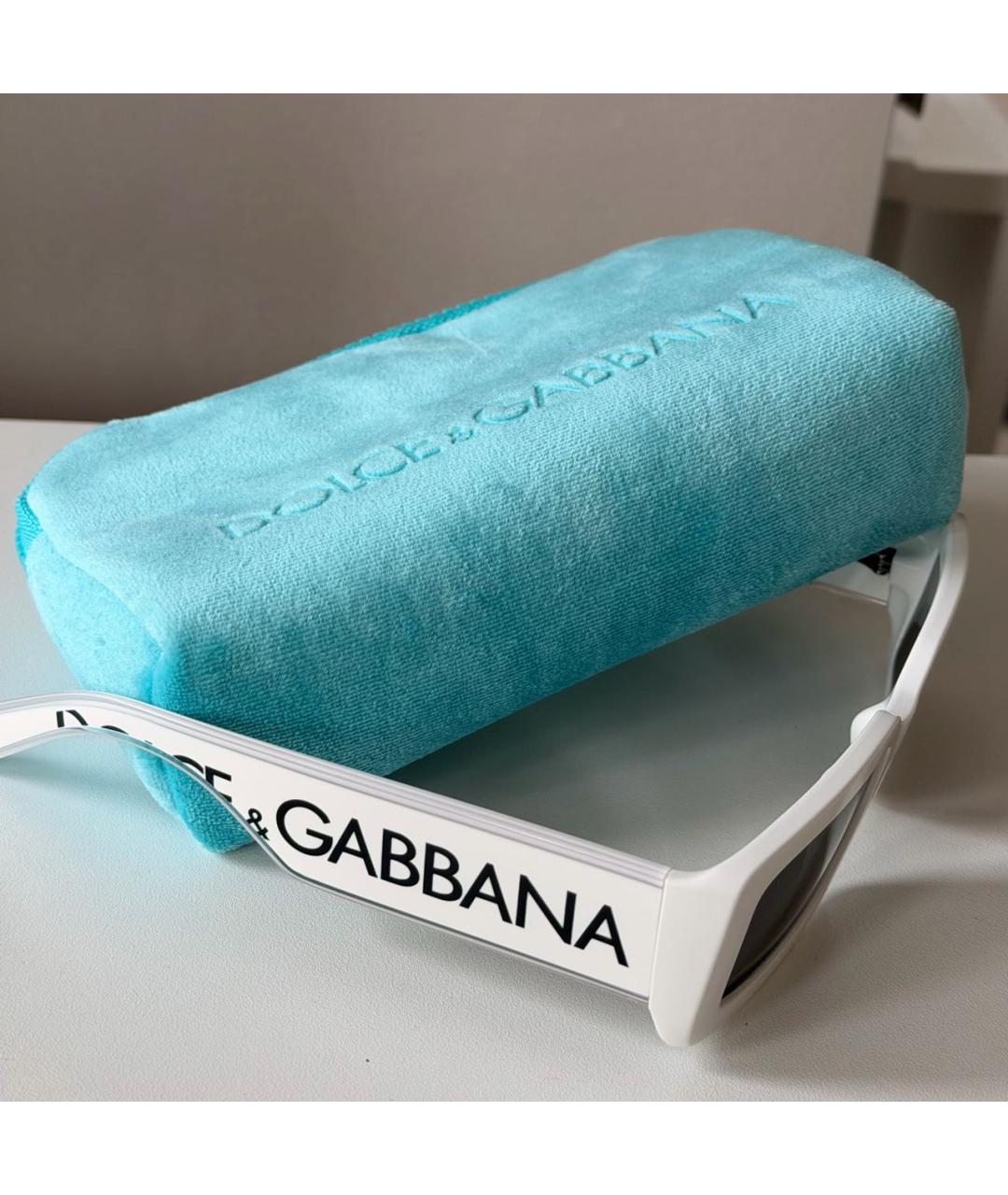 DOLCE&GABBANA Белые пластиковые солнцезащитные очки, фото 4