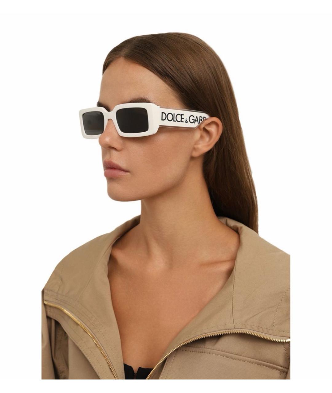 DOLCE&GABBANA Белые пластиковые солнцезащитные очки, фото 5