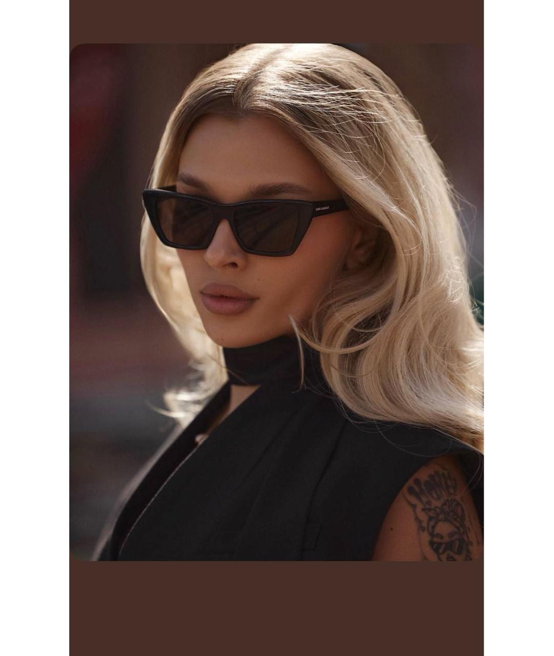SAINT LAURENT Черные пластиковые солнцезащитные очки, фото 4