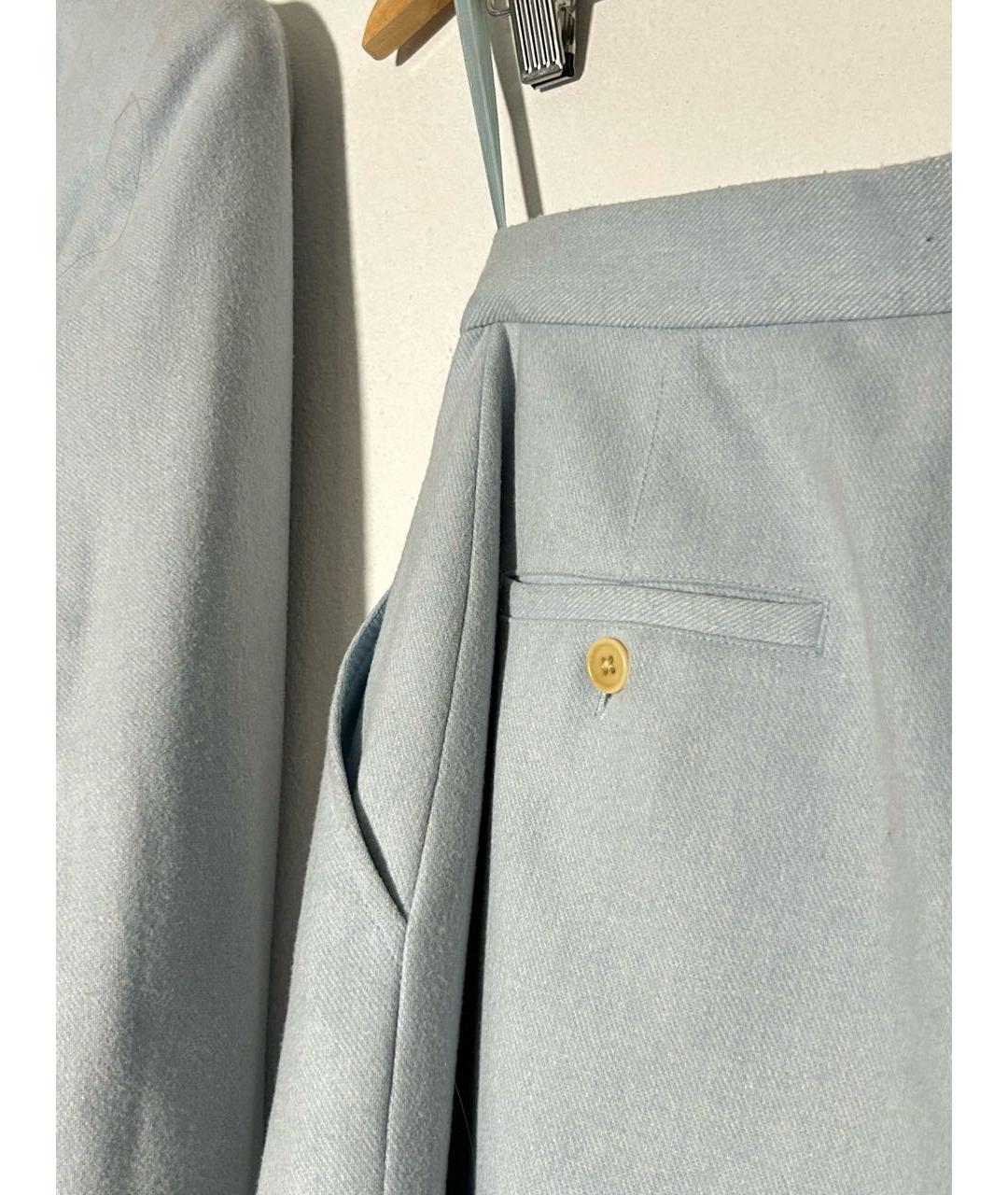 RALPH LAUREN Голубой шерстяной костюм с брюками, фото 6