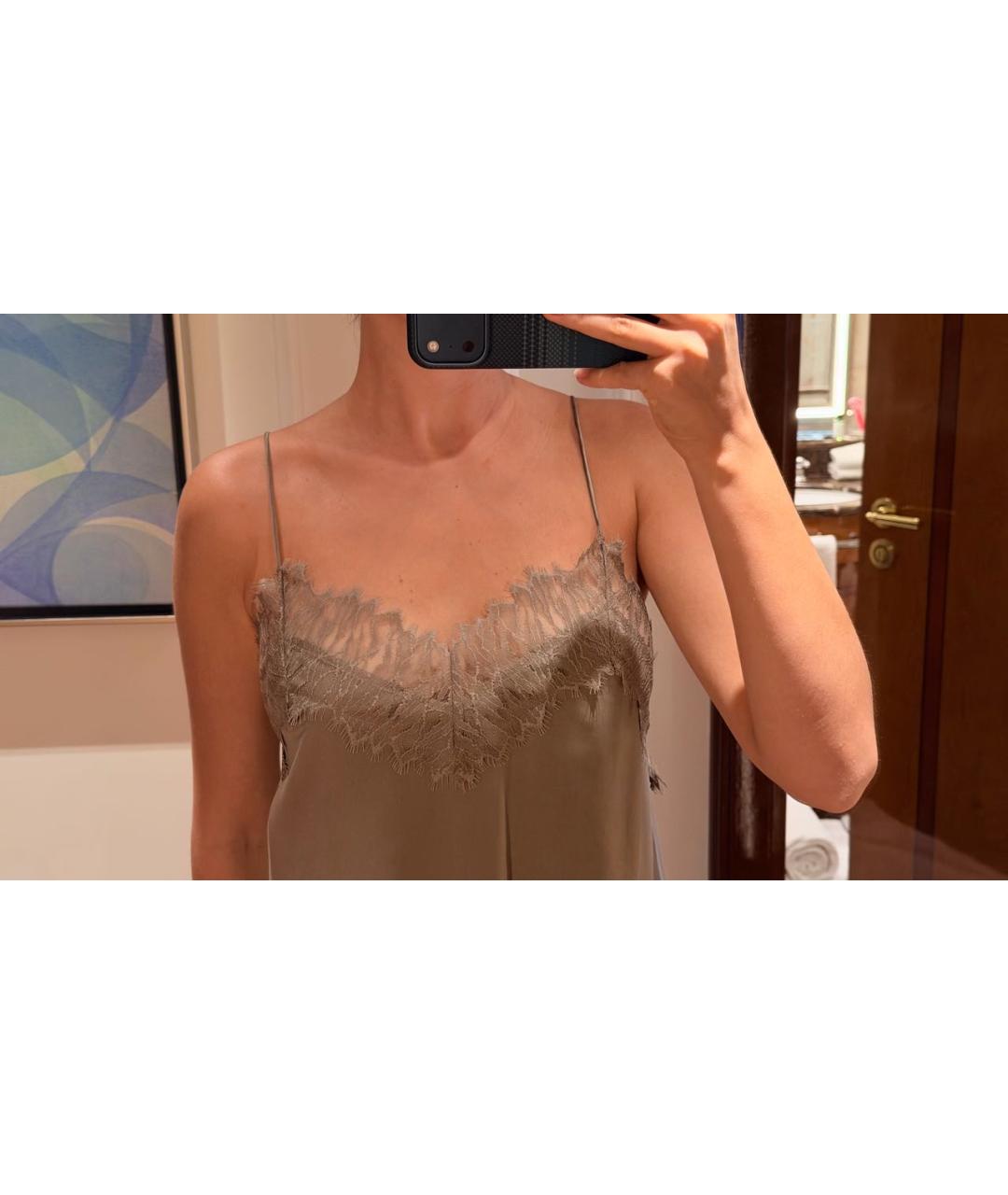 IRO Хаки шелковое повседневное платье, фото 6