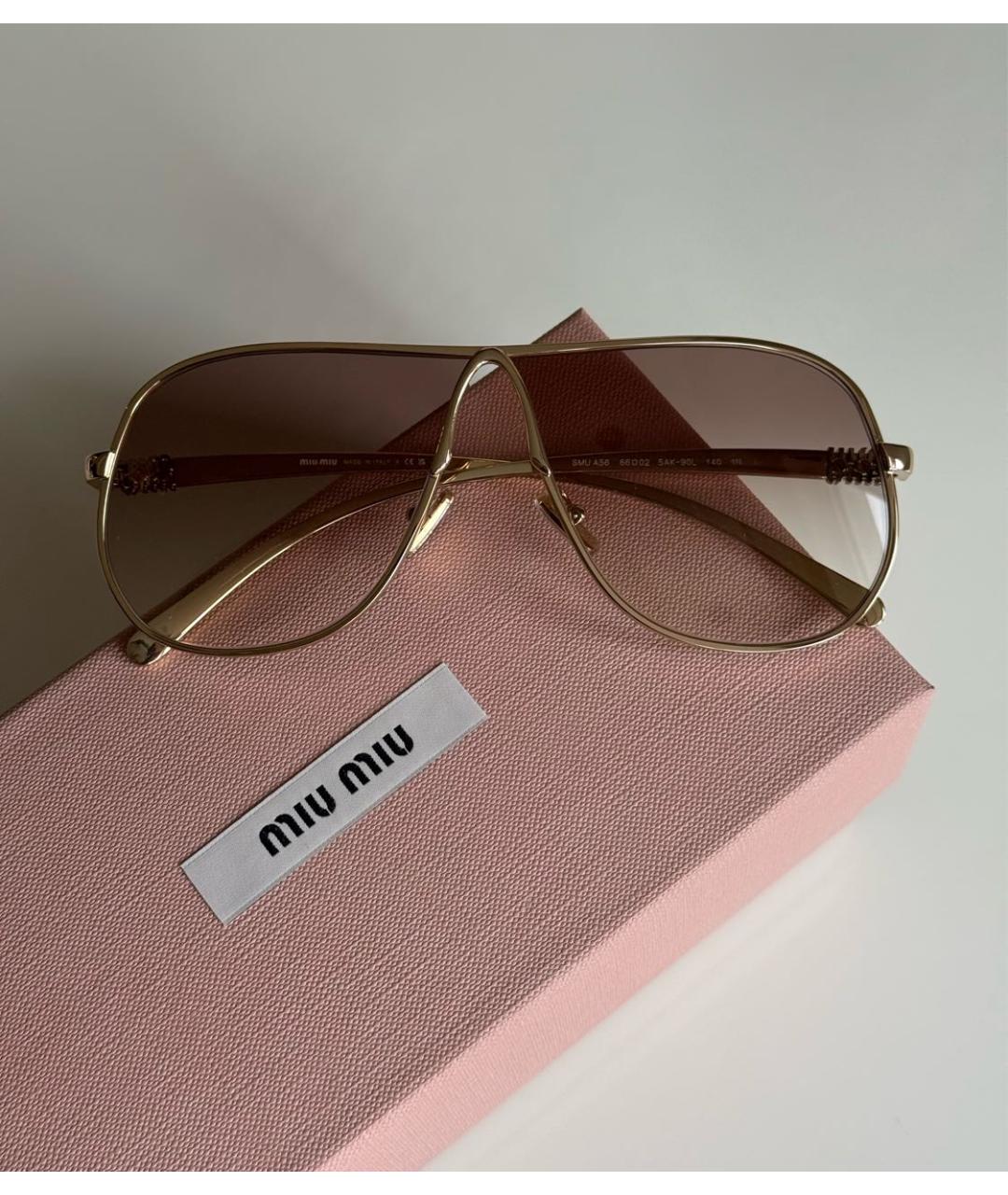 MIU MIU Коричневые металлические солнцезащитные очки, фото 4