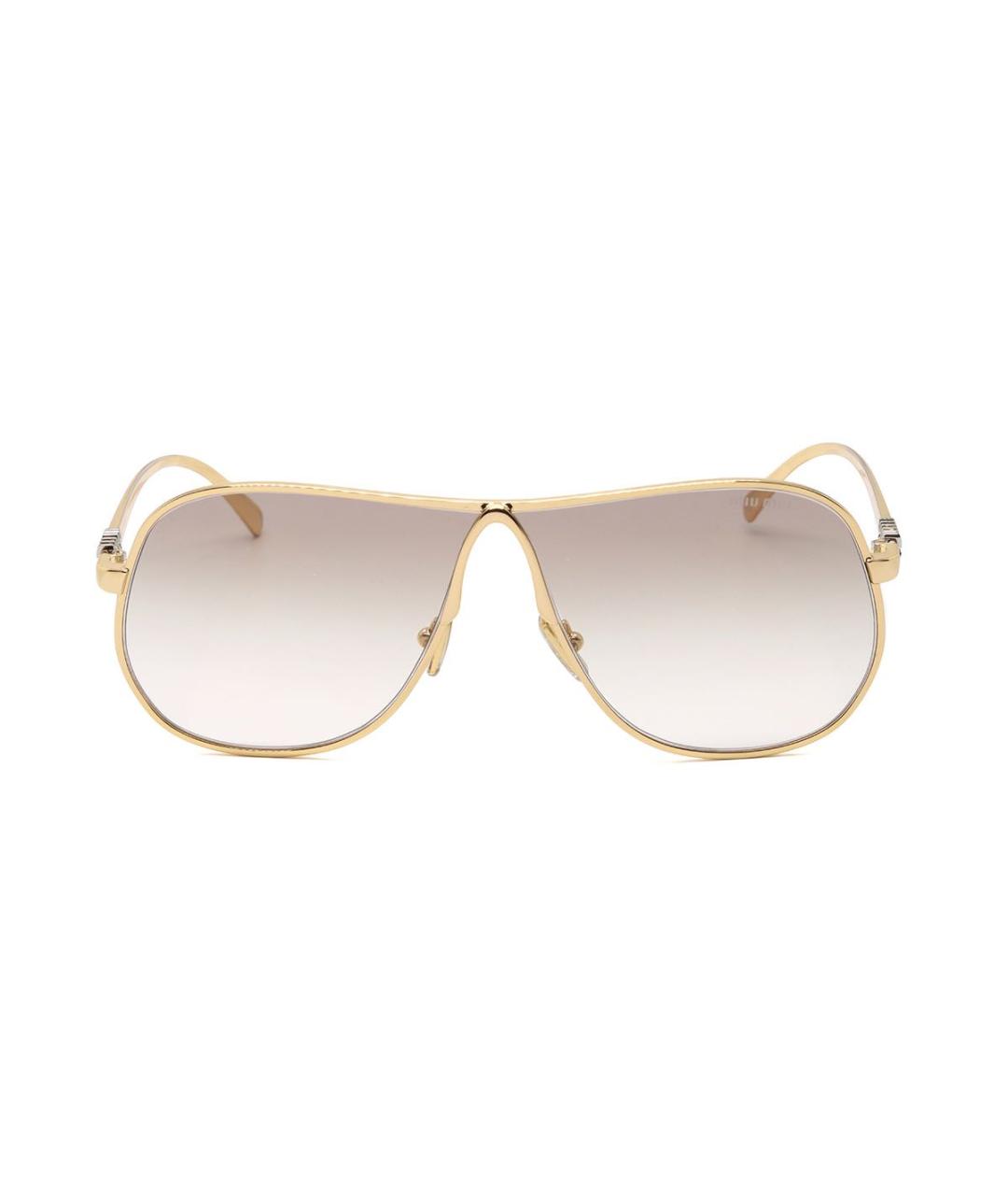 MIU MIU Коричневые металлические солнцезащитные очки, фото 1
