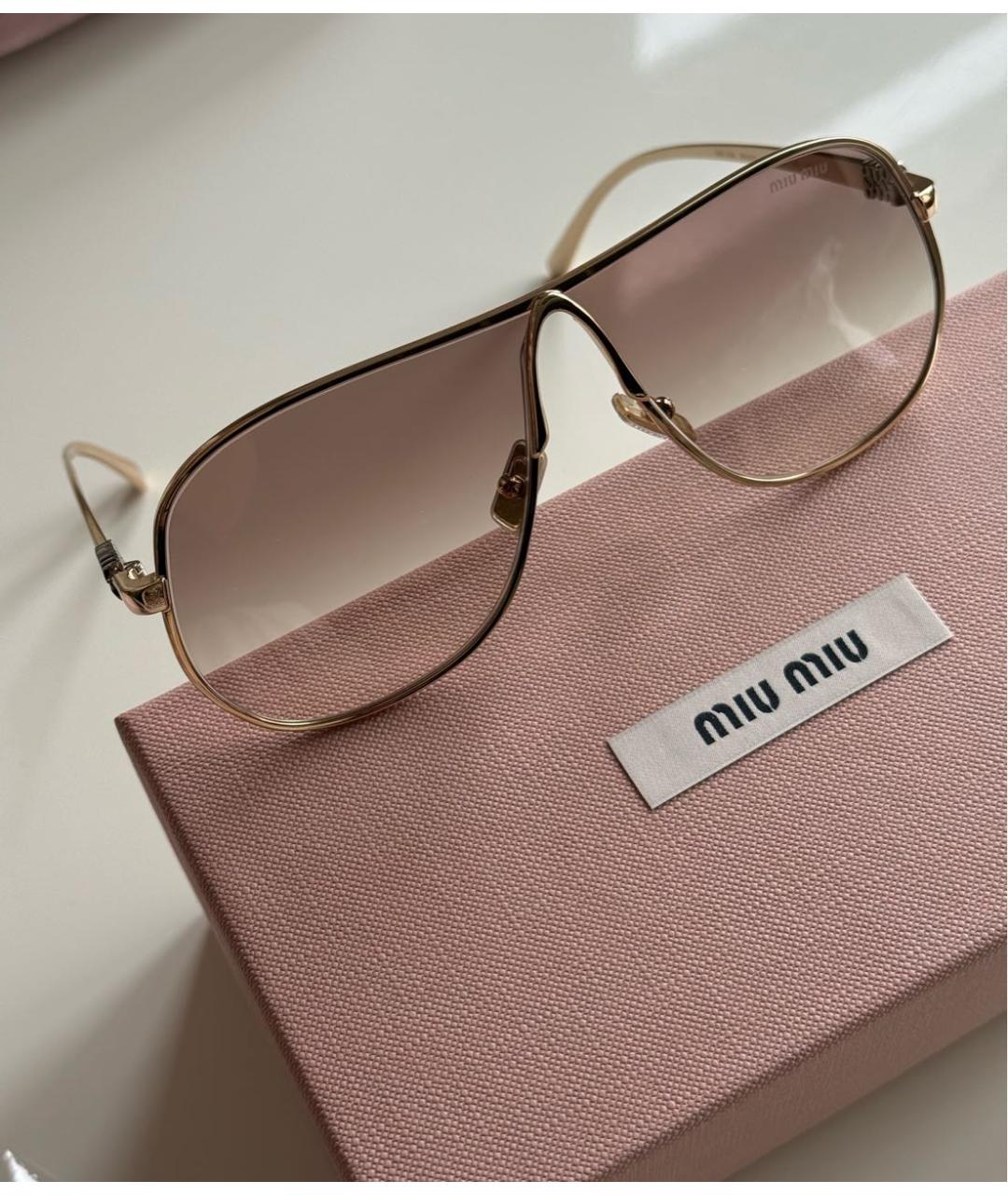 MIU MIU Коричневые металлические солнцезащитные очки, фото 2