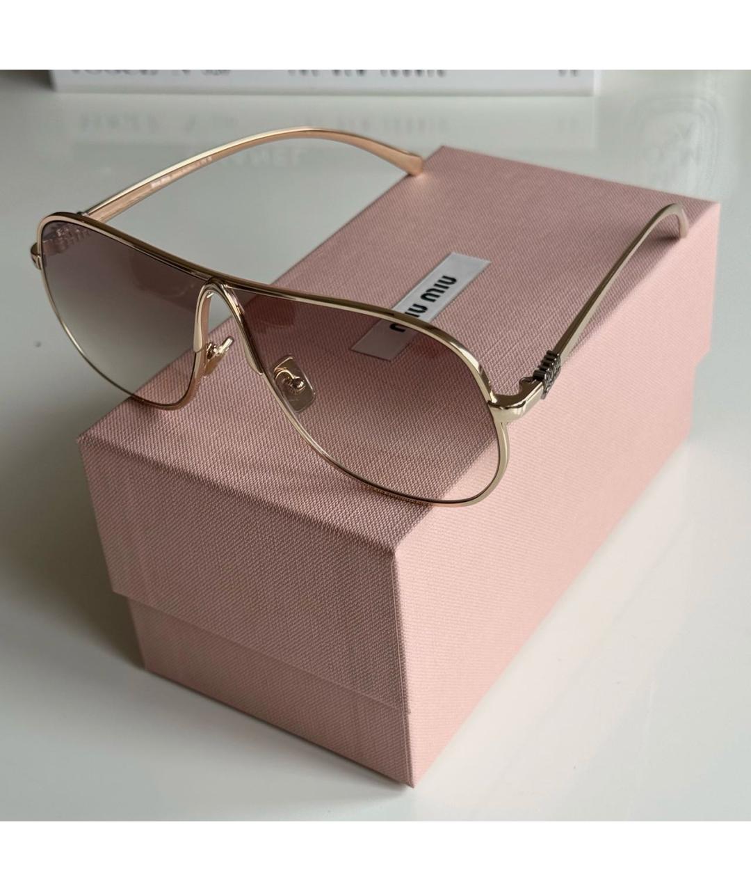MIU MIU Коричневые металлические солнцезащитные очки, фото 3