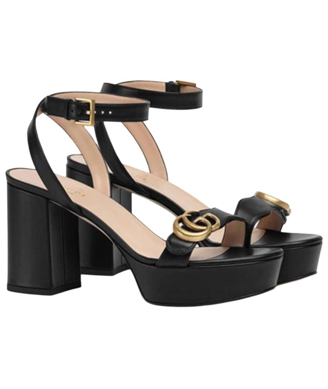 GUCCI Черные кожаные босоножки, фото 3