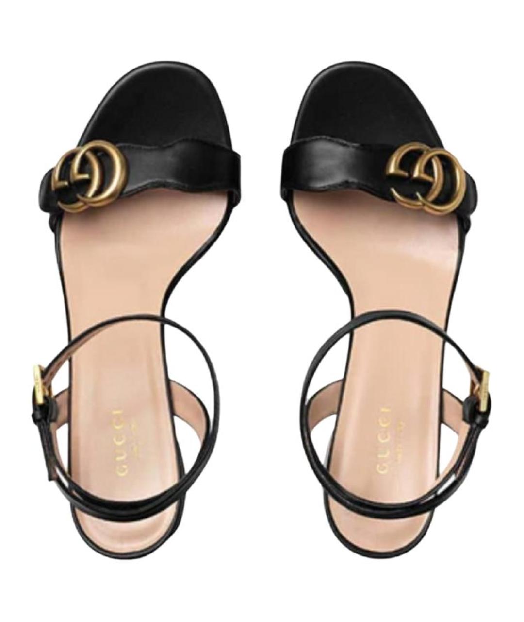 GUCCI Черные кожаные босоножки, фото 4