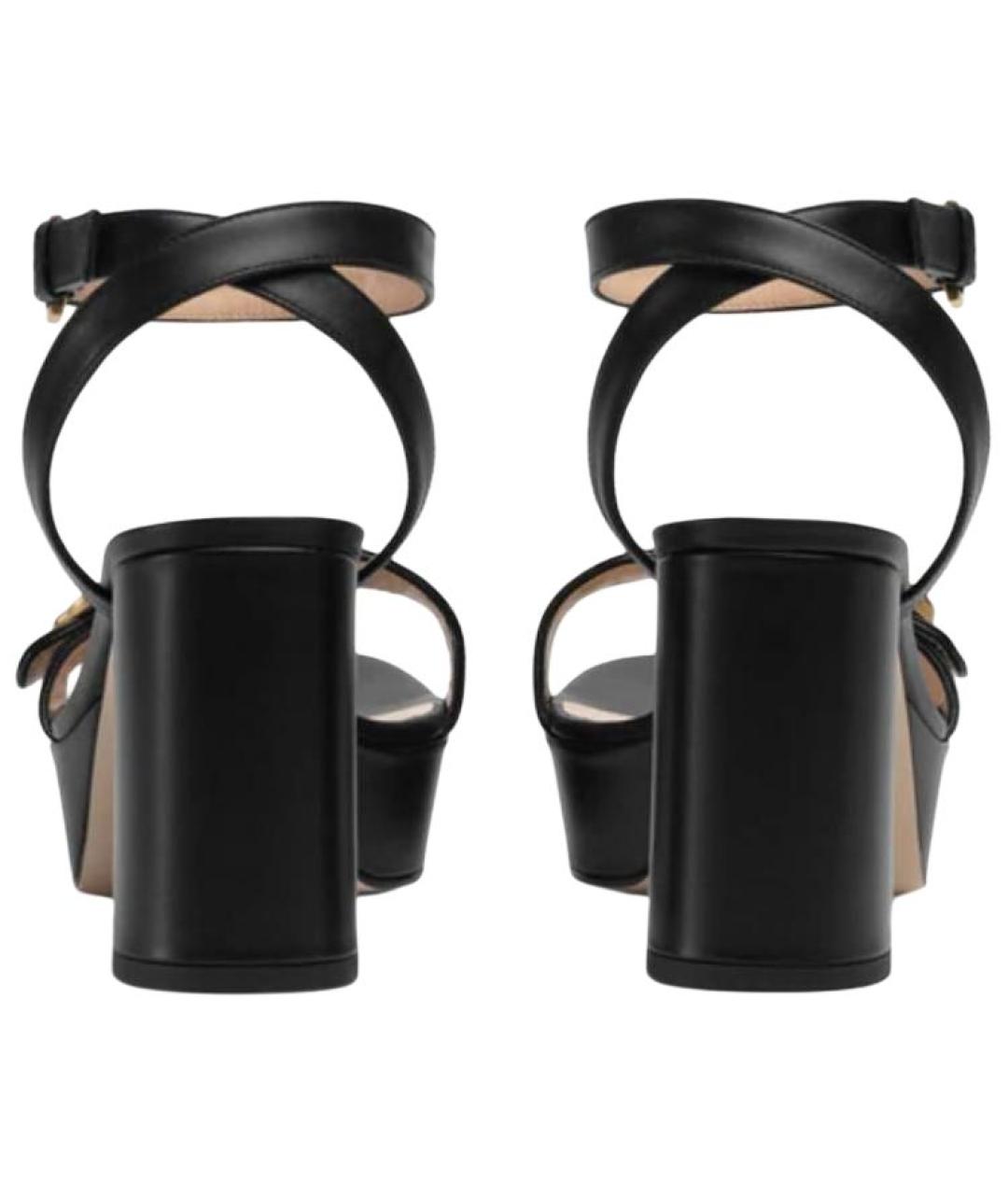GUCCI Черные кожаные босоножки, фото 5