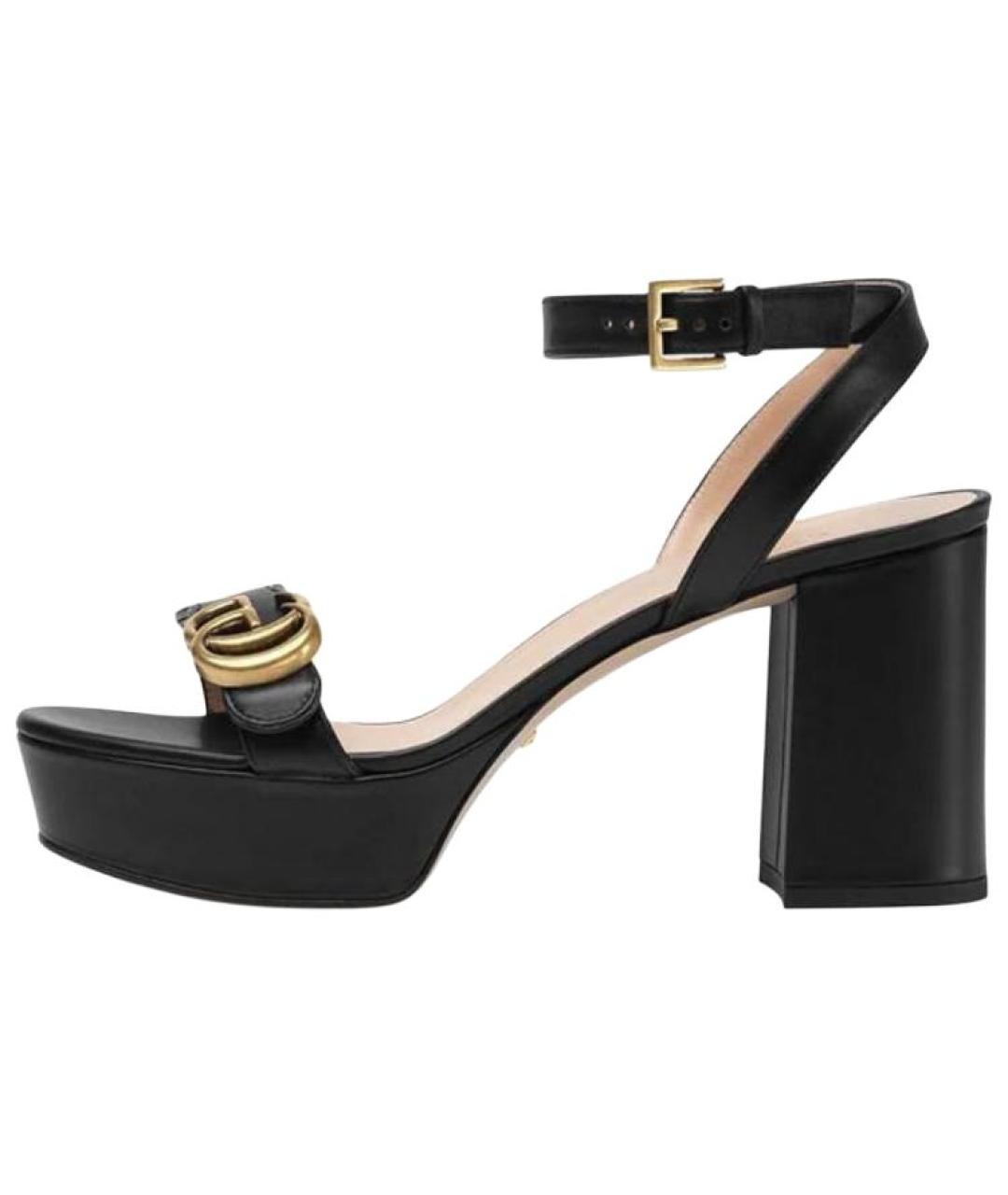 GUCCI Черные кожаные босоножки, фото 2