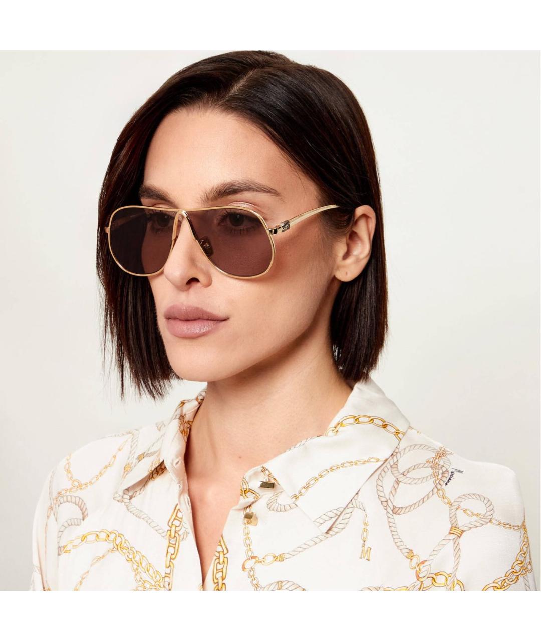 MIU MIU Коричневые металлические солнцезащитные очки, фото 7